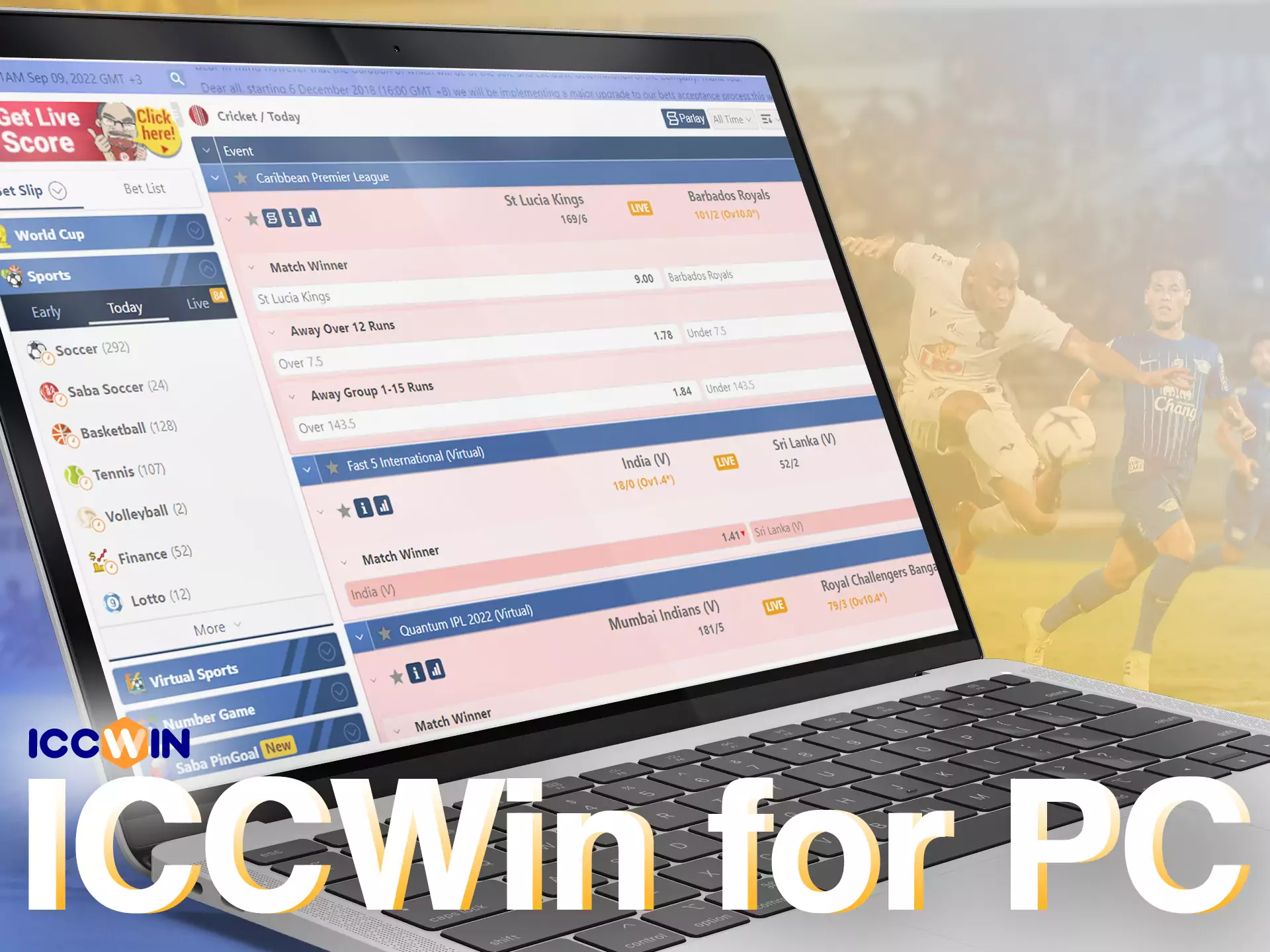 There is no PC client but you can use the ICCWin official website.