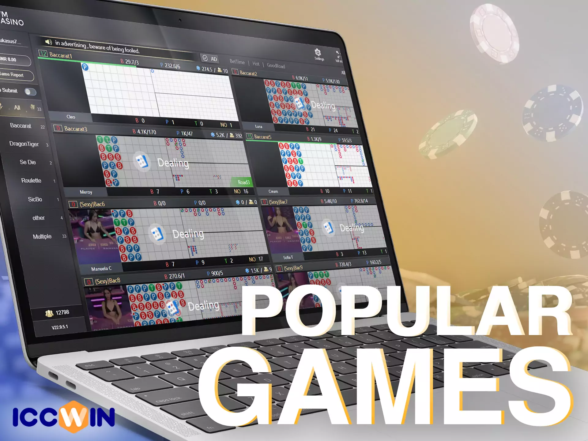 Slot games are the most popular among ICCWin users.