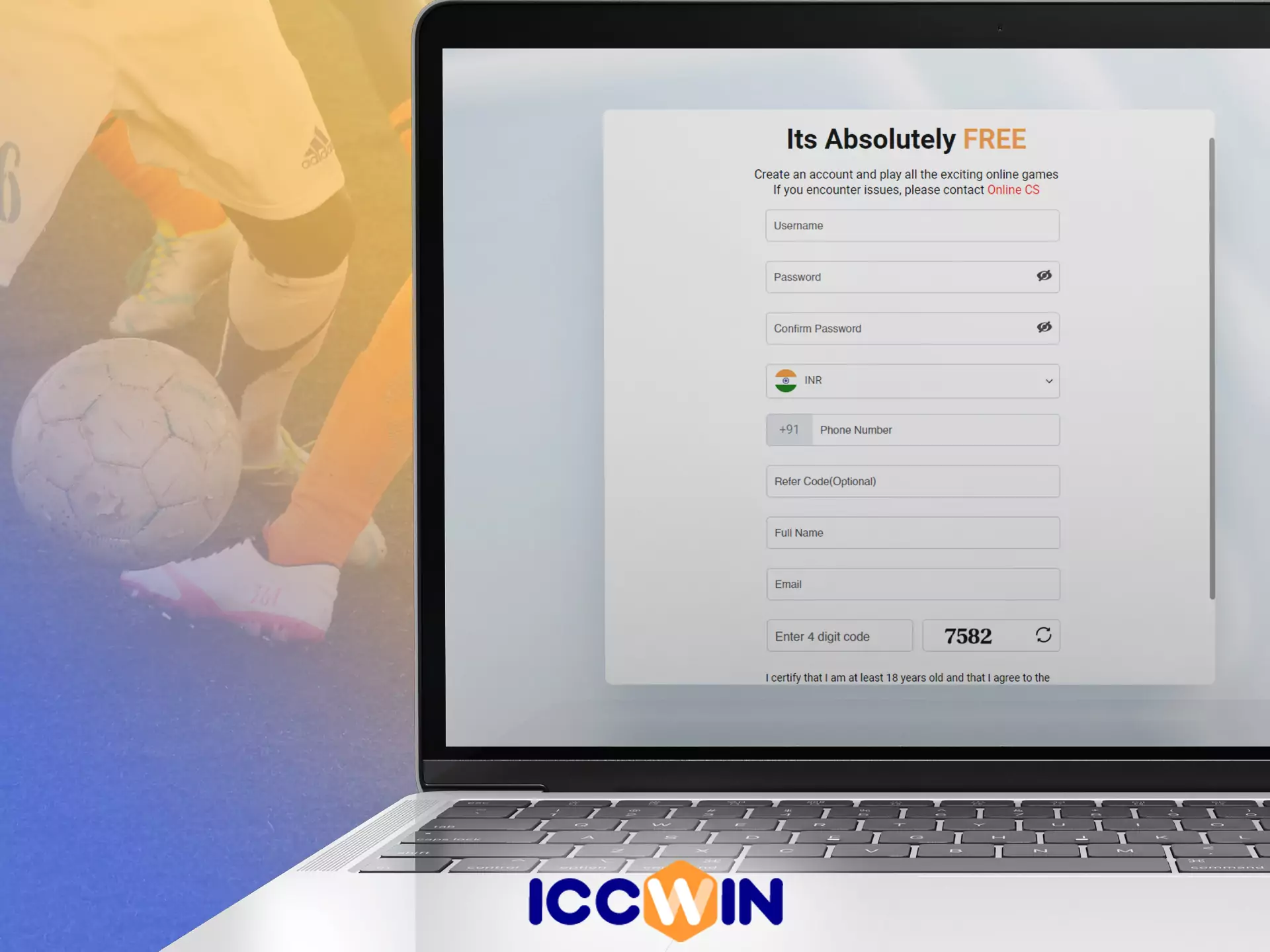 Create an account to start betting on the ICCWin website or in the app.