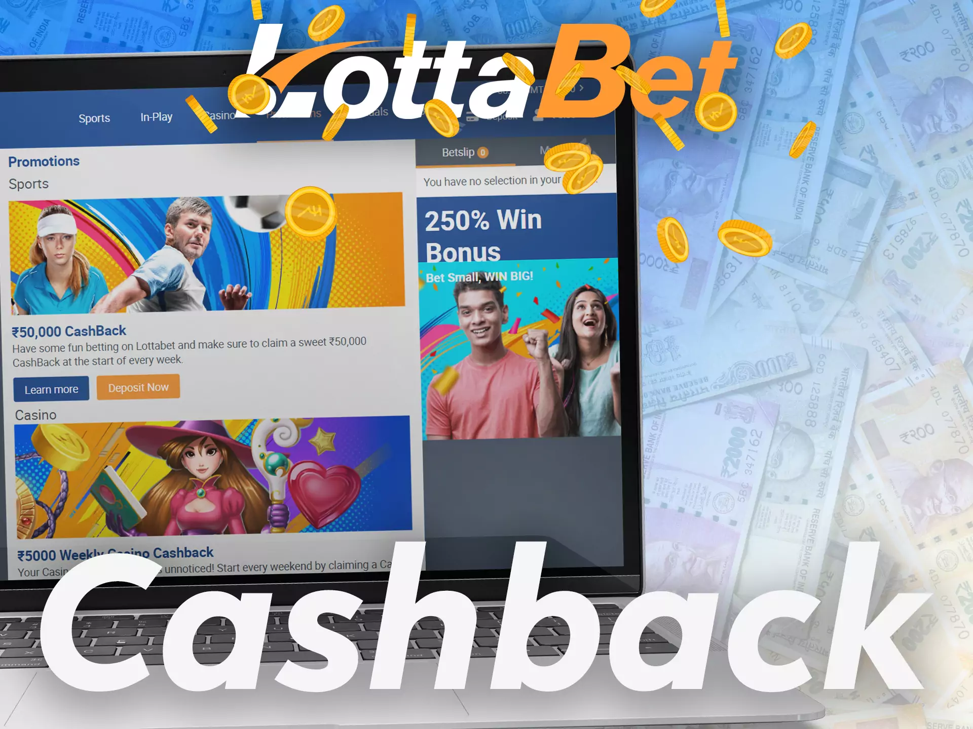 While betting on cricket and other sports matches, you can get a cashback from Lottabet.