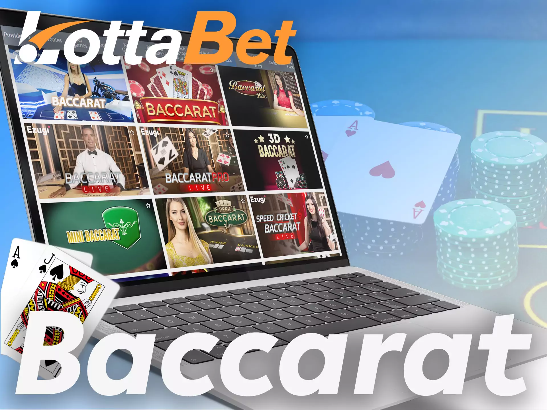 In the Lottabet Casino, you can play classic games like baccarat.