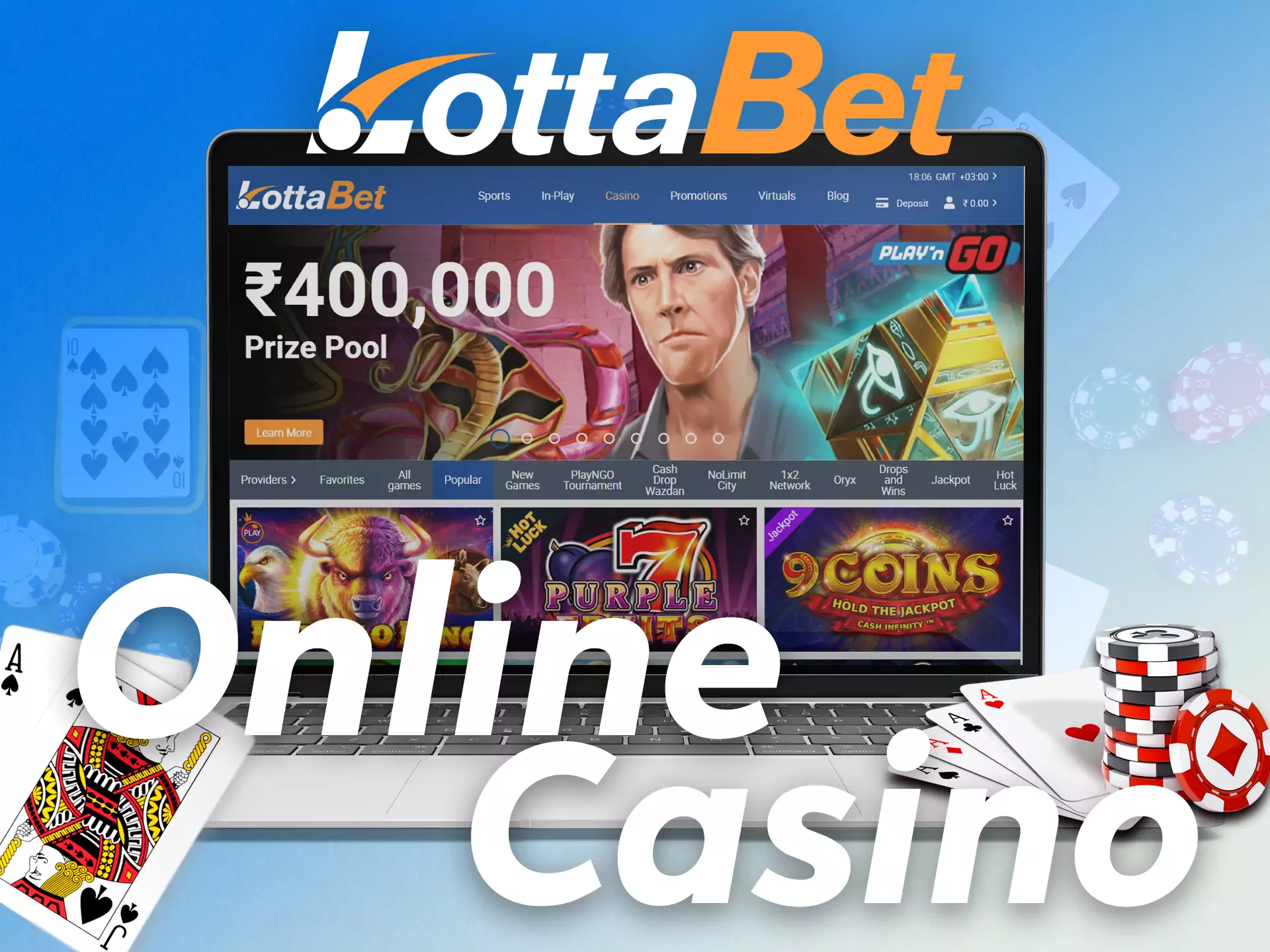 Besides betting on sports, an online casino is presented on the Lottabet website.