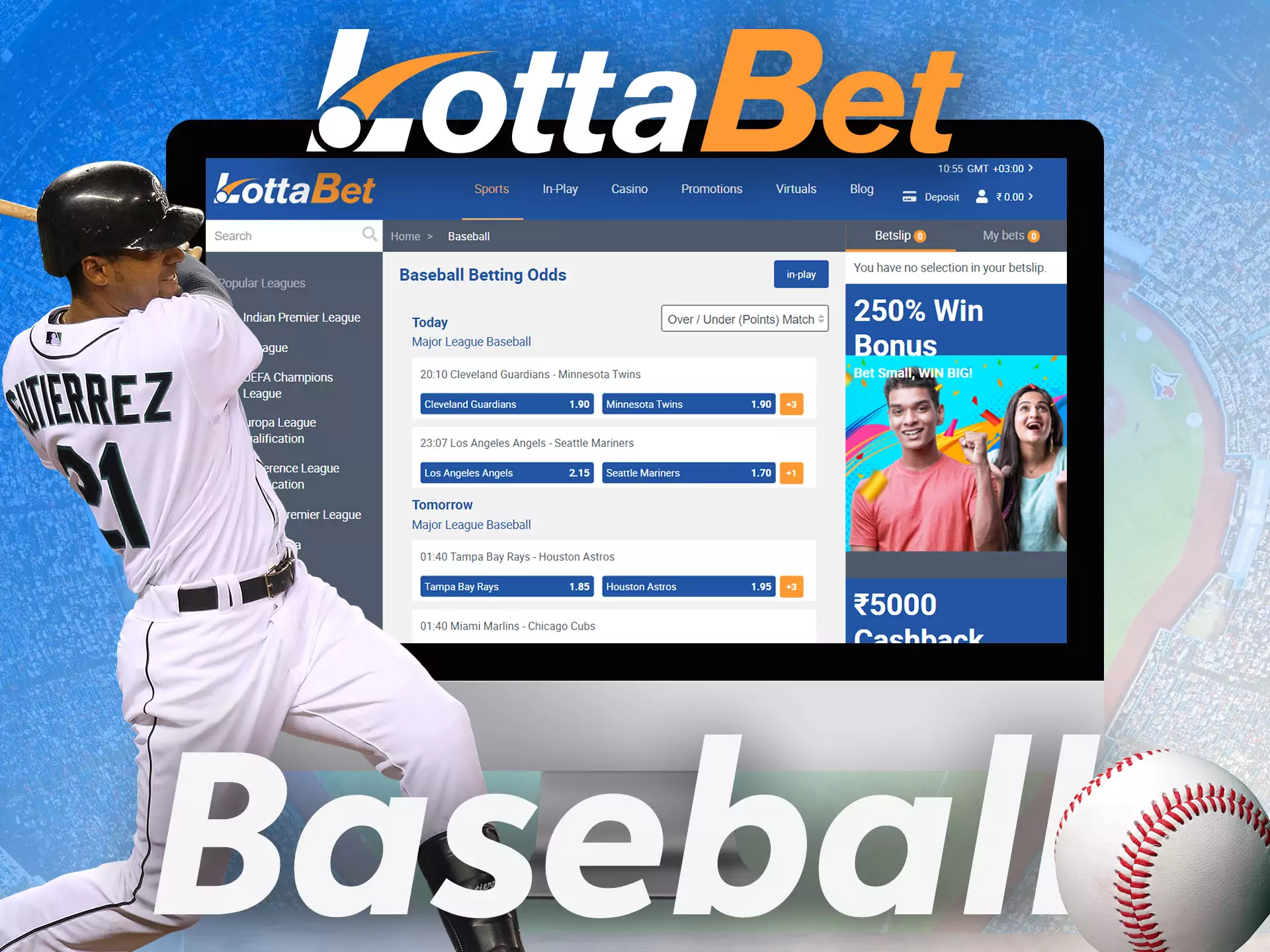 In the Lottabet sportsbook, fans of baseball find actual baseball matches.