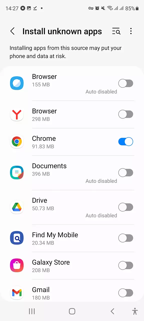 Allow your device to install apps from unknown sources.