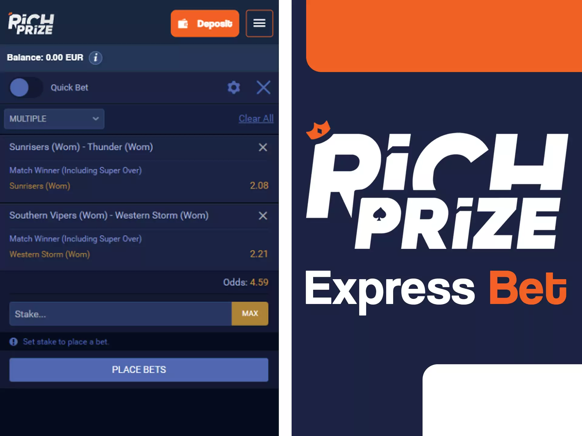 Make quicker bets with RichPrize app.