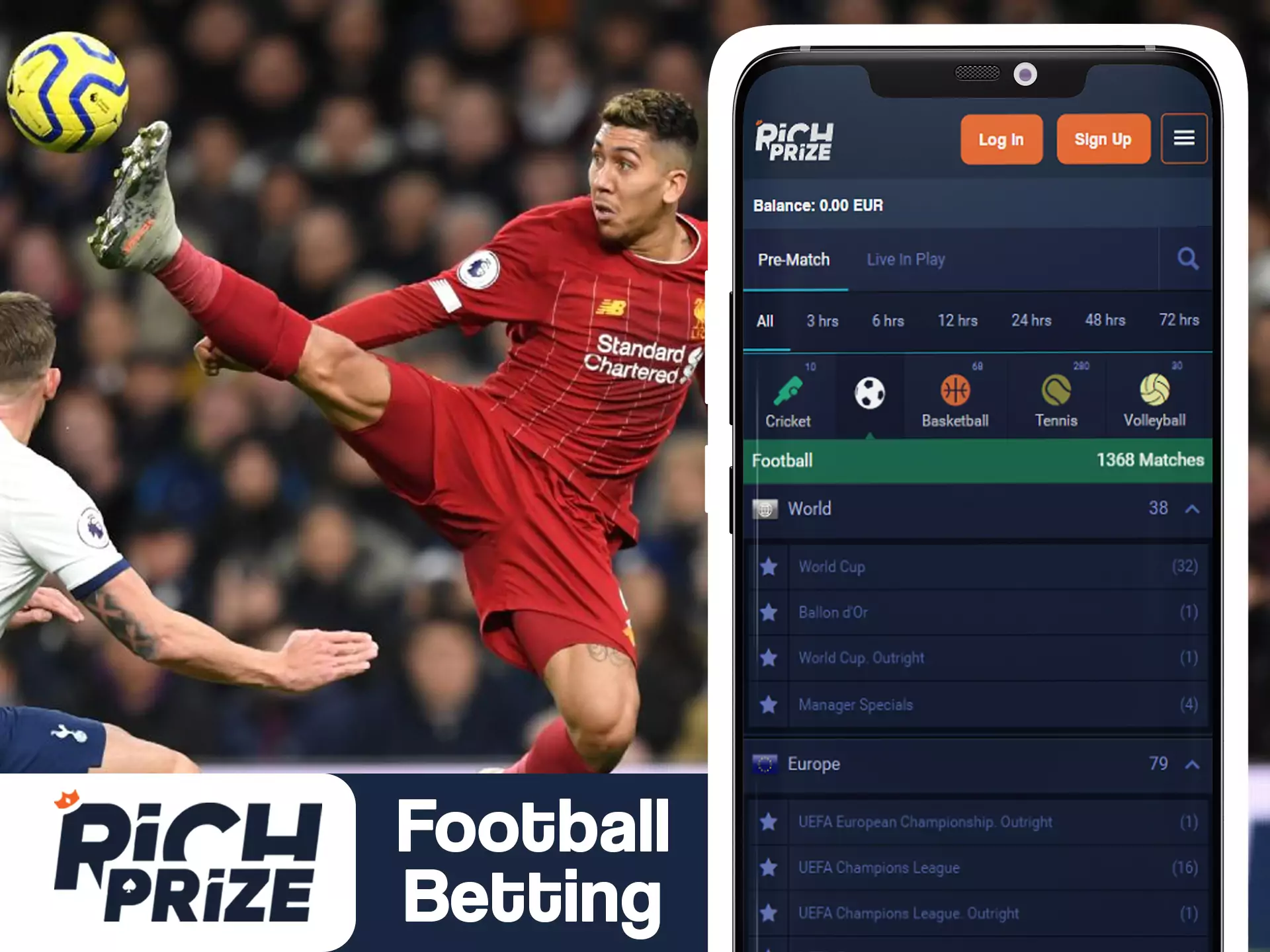 Bet on greatest football games using RichPrize app.