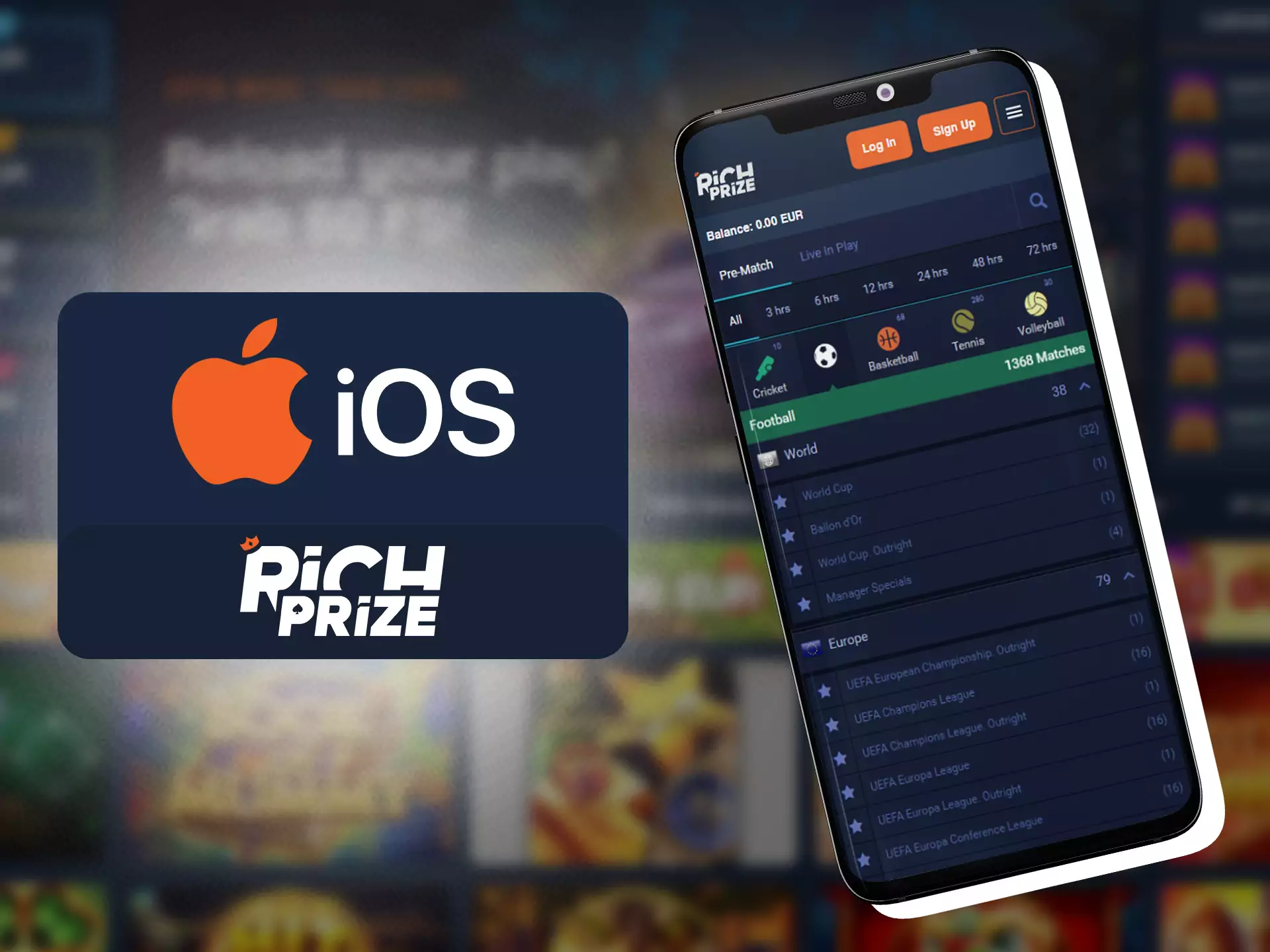 Bet on and play Richprize casino games on your iOS devices..