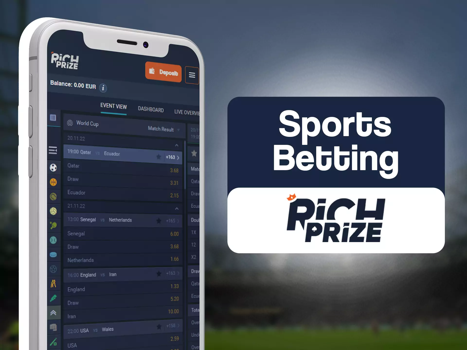 Try new sport bets with RichPrize app.