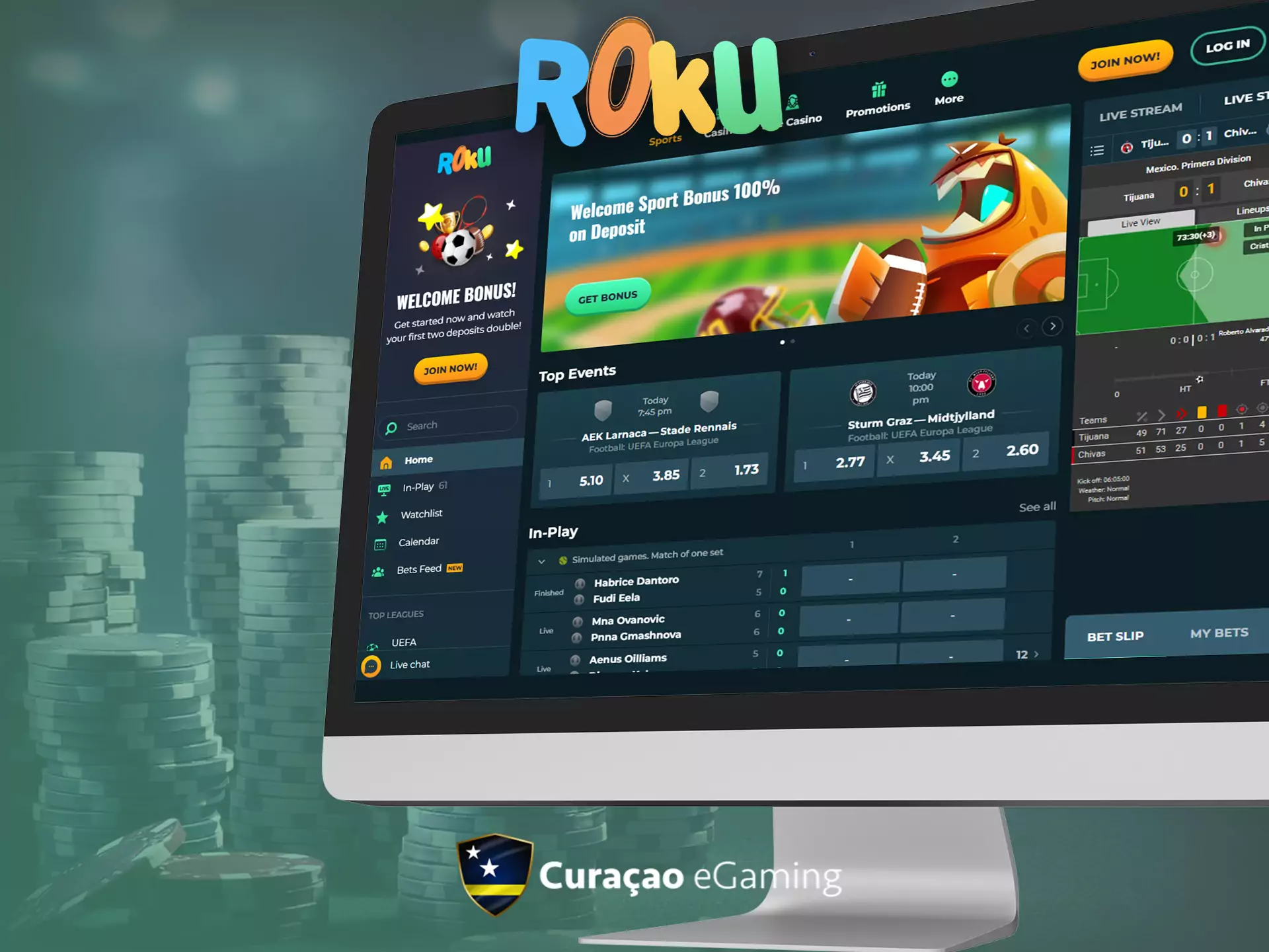 Rokubet works legally and online under the Curacao license.