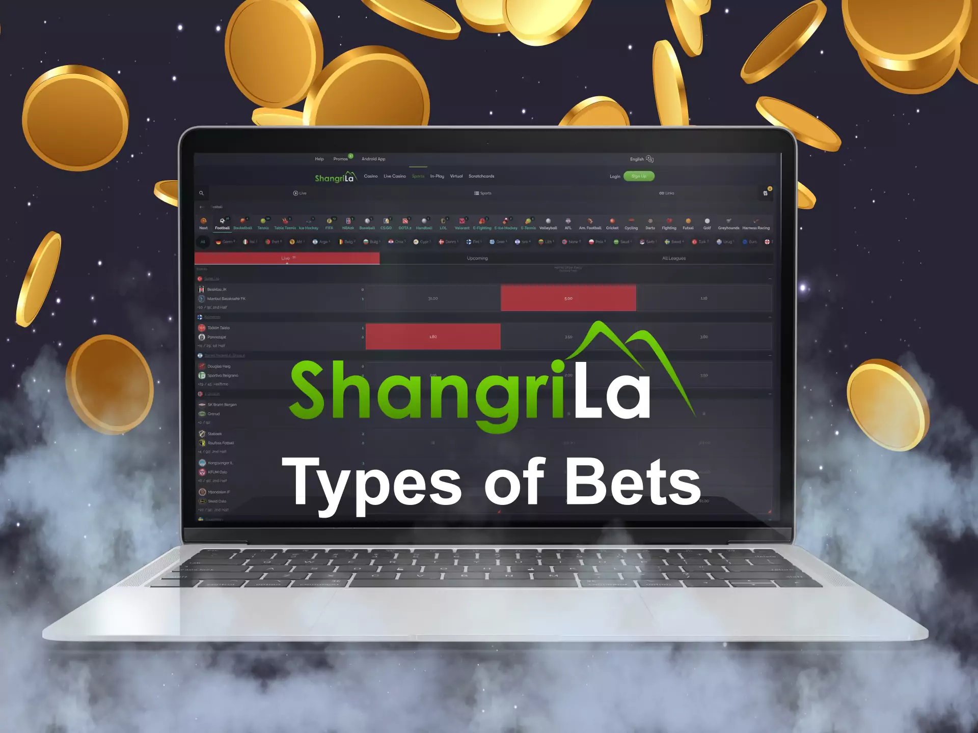 On the Shangri La website, you can place different types of bets.