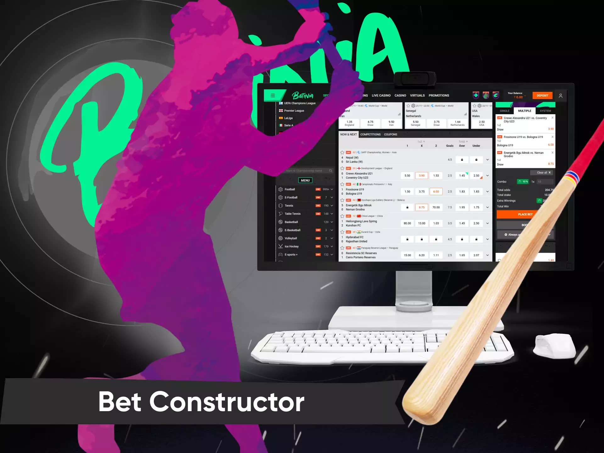There is a special constructor on Betinia for making mixed bets.