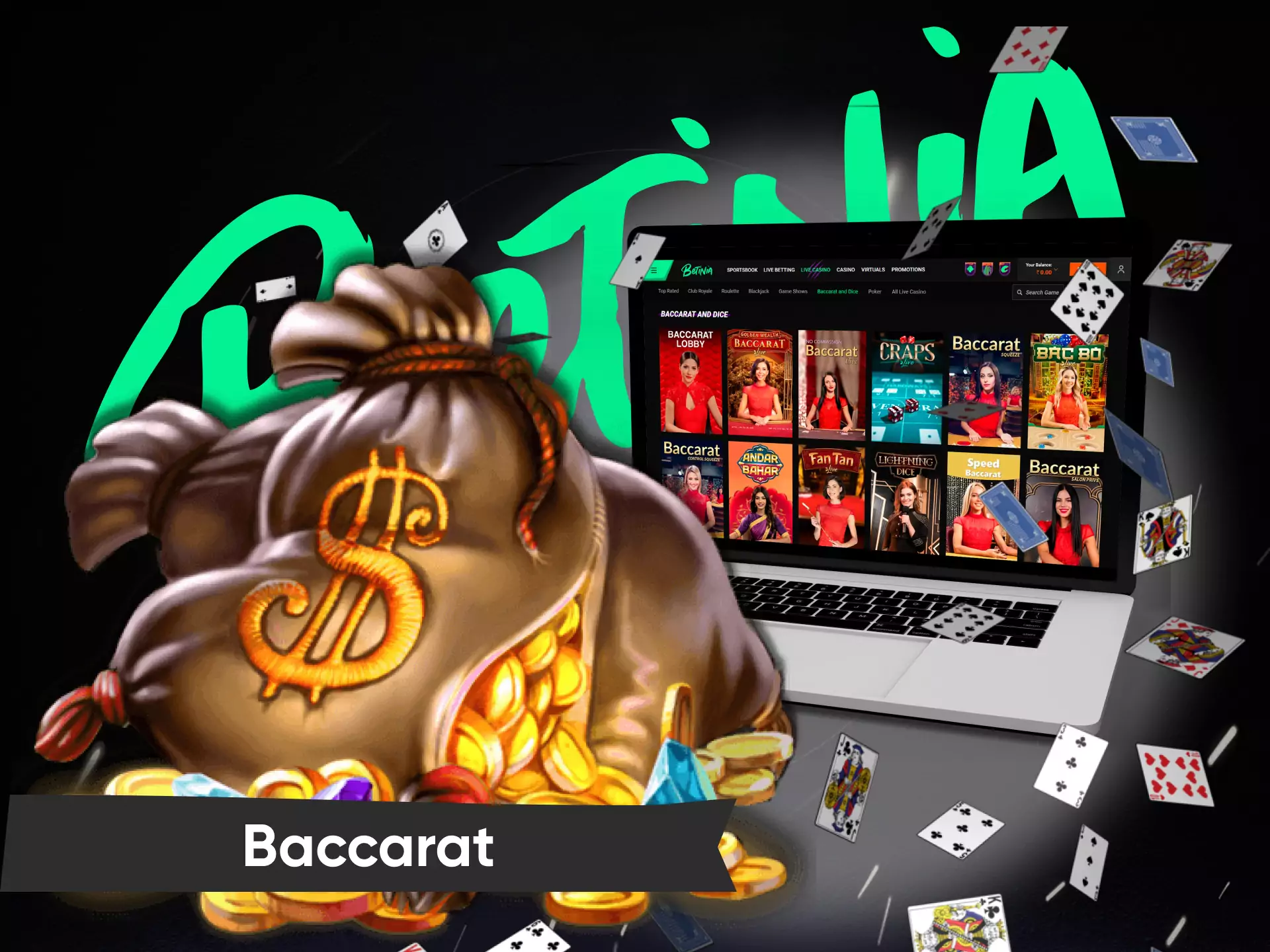 In the Betinia Casino, Indian users play baccarat.