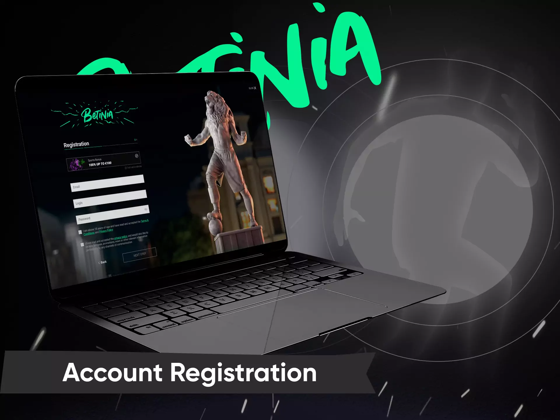 To start betting on Betinia, you have to create an account.