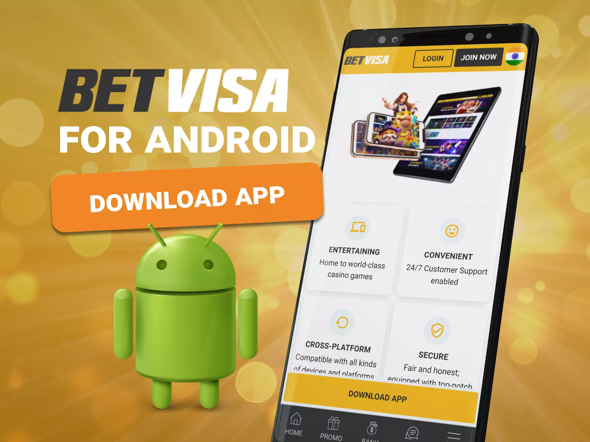 For Android devices, you can download the Betvisa app.