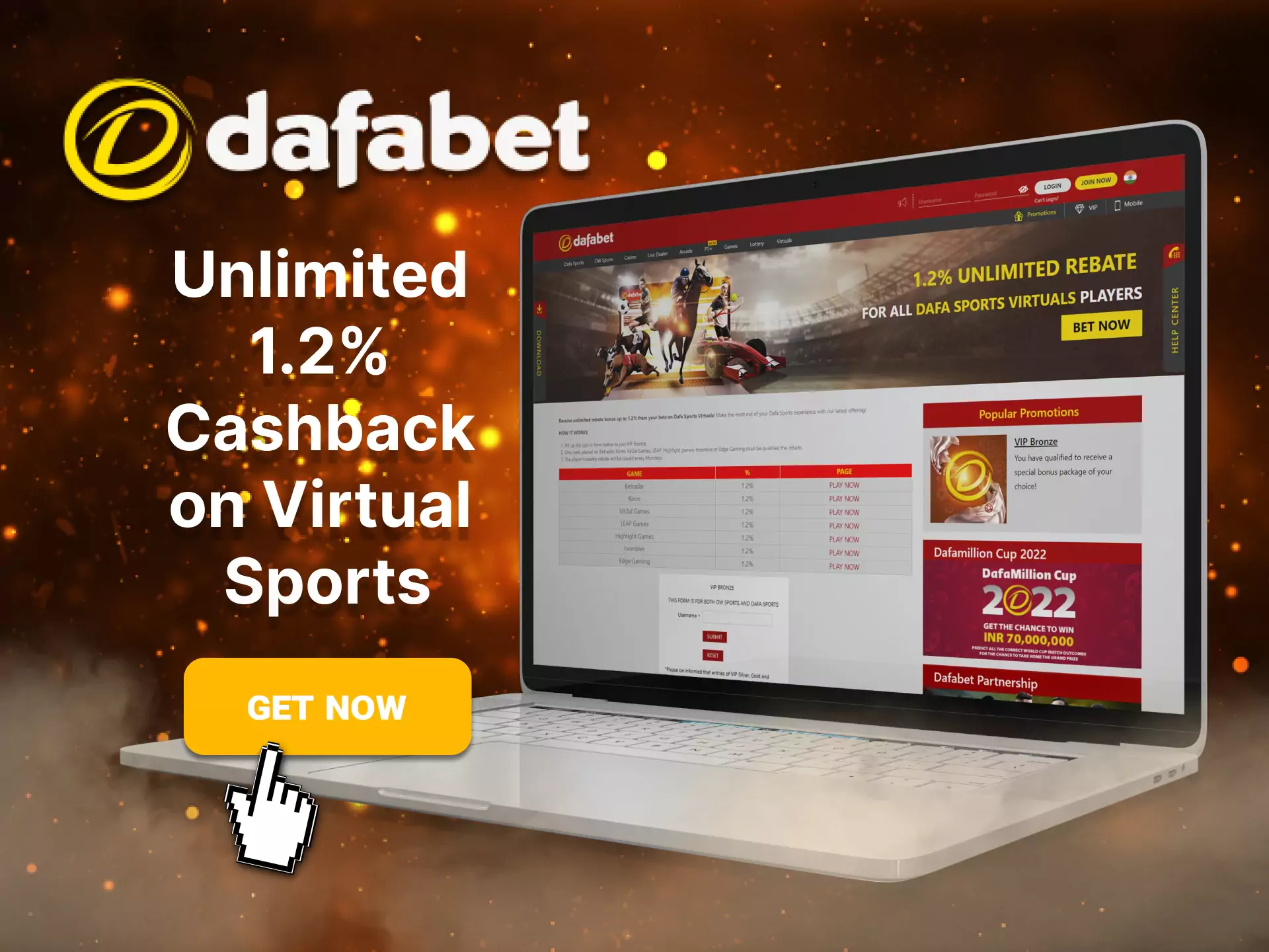 In Dafabet, use a special cashback bonus in virtual sports betting.