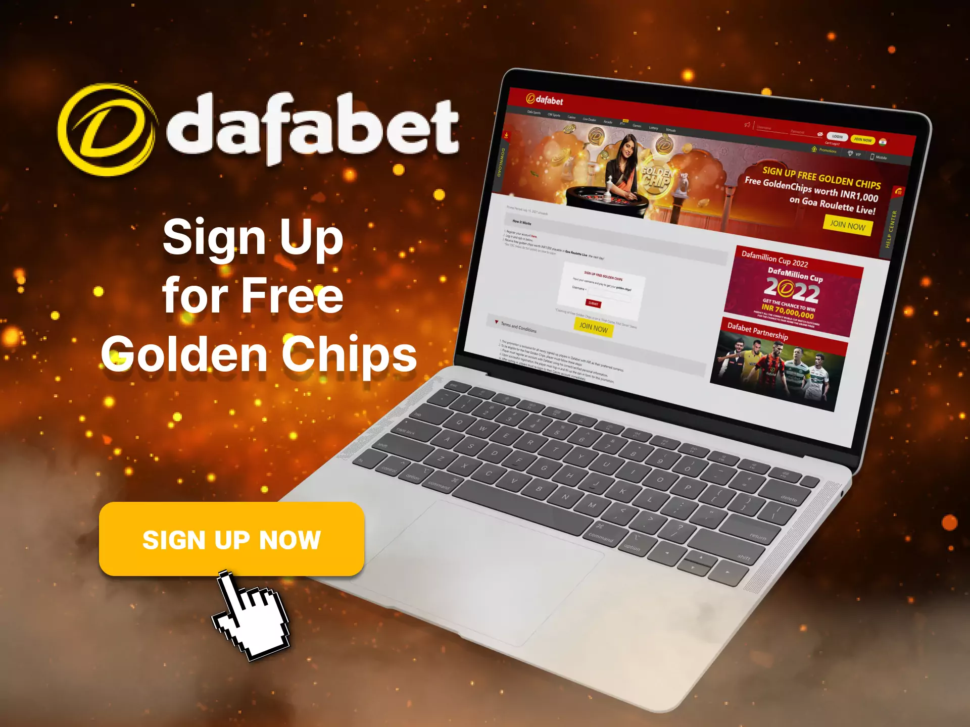 Sign up and get a Golden Chips bonus at Dafabet.