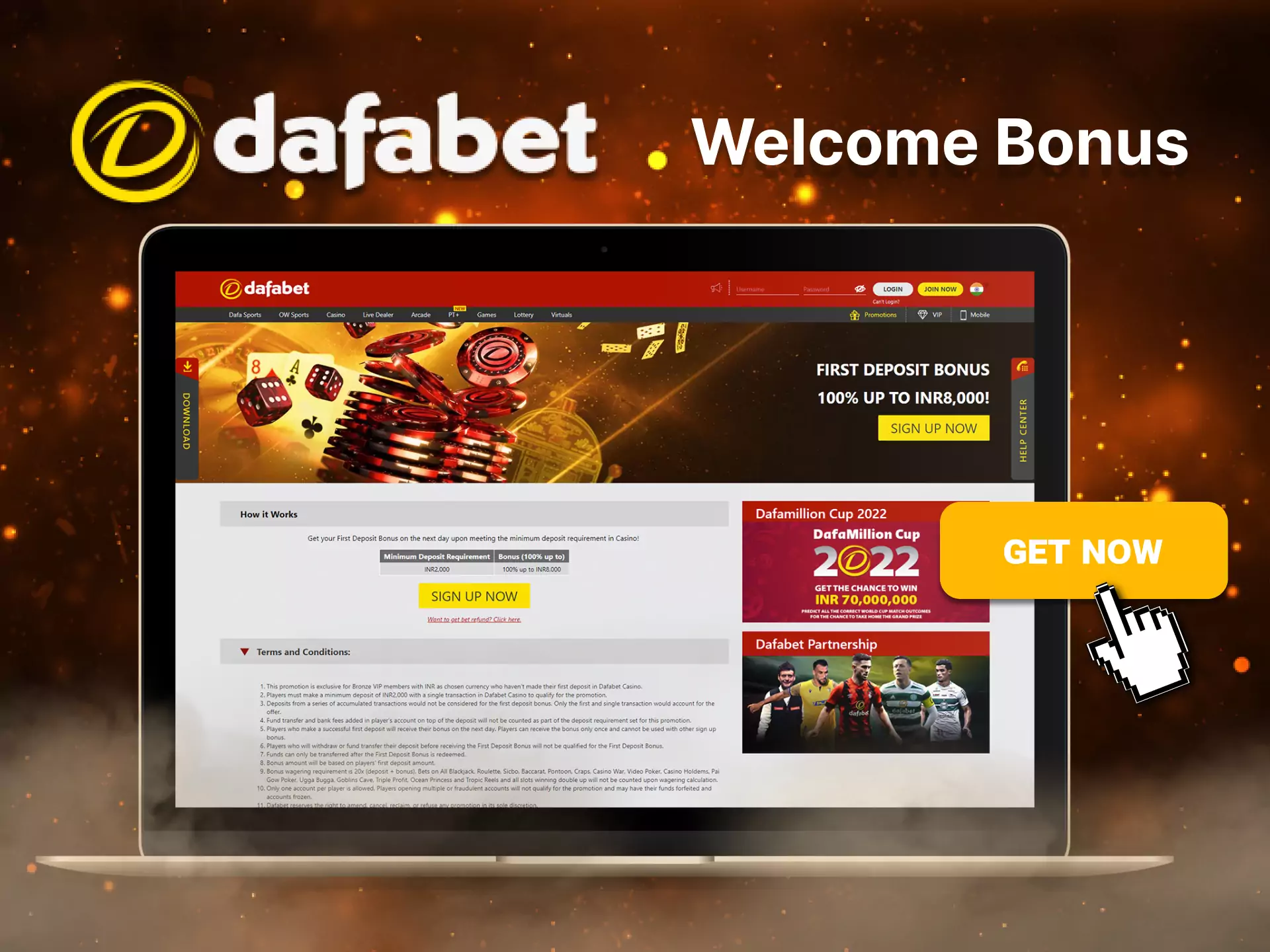 Use to the maximum all benefits of the Dafabet Welcome Bonus.