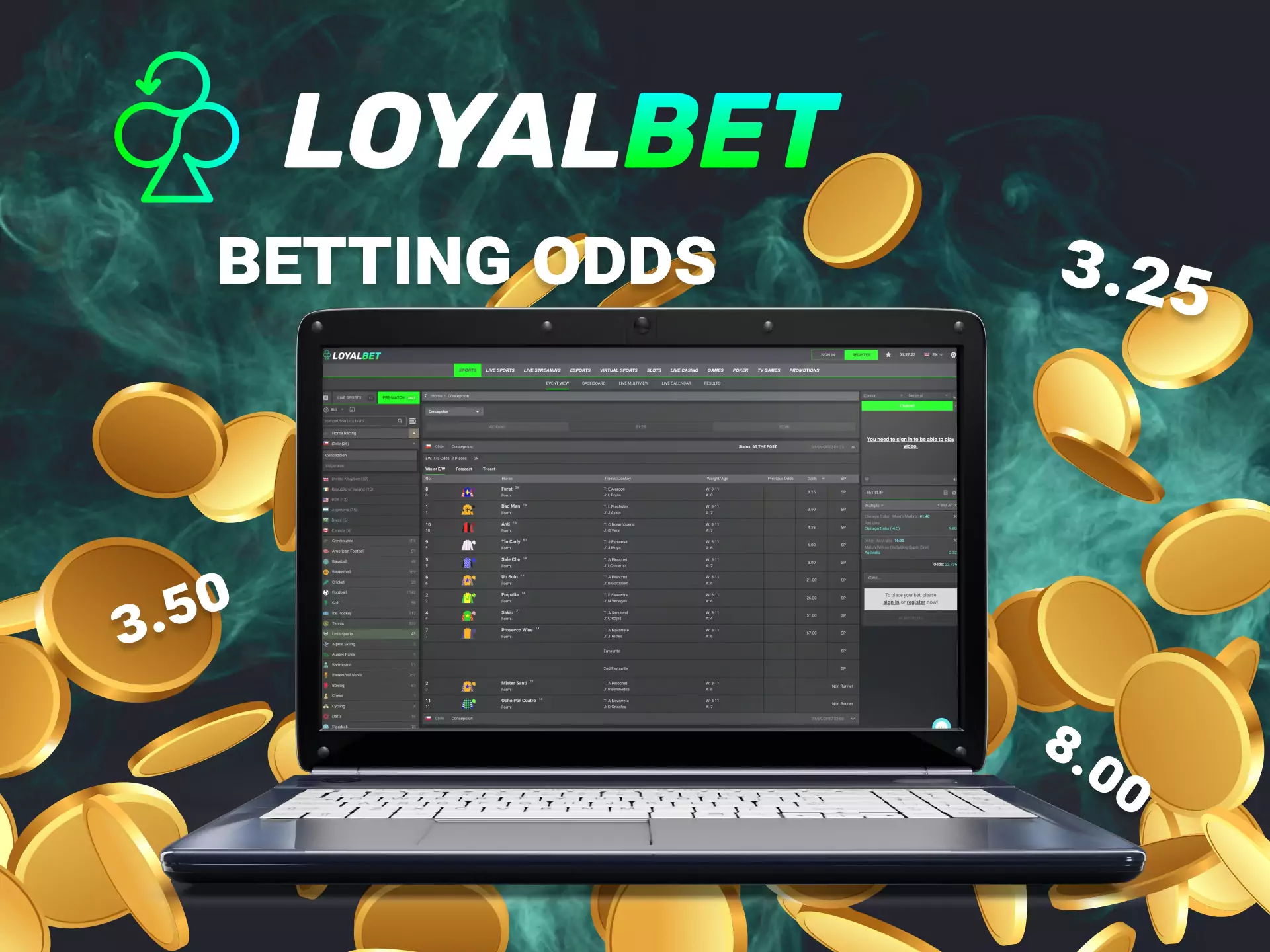 Loyalbet has high odds of betting on sports matches.