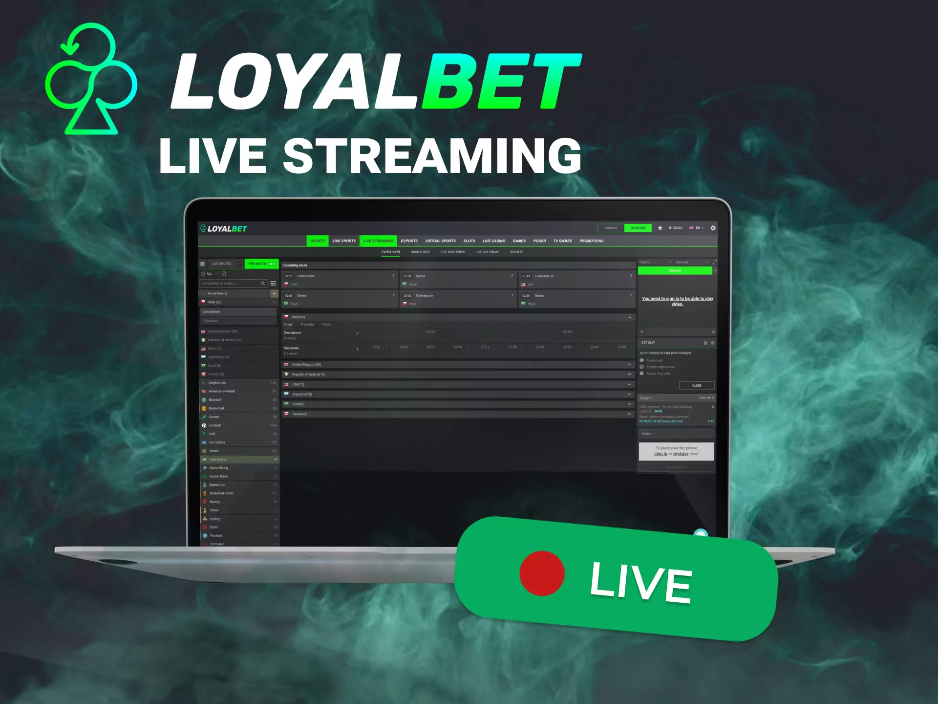 Follow the live matches right on the Loyalbet website.