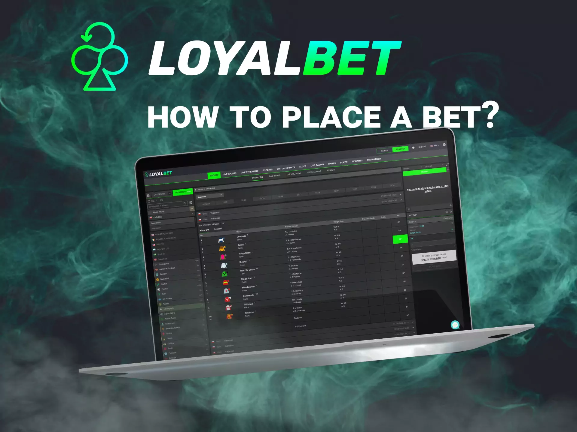 Visit the Loyalbet website, choose a match and place a bet.