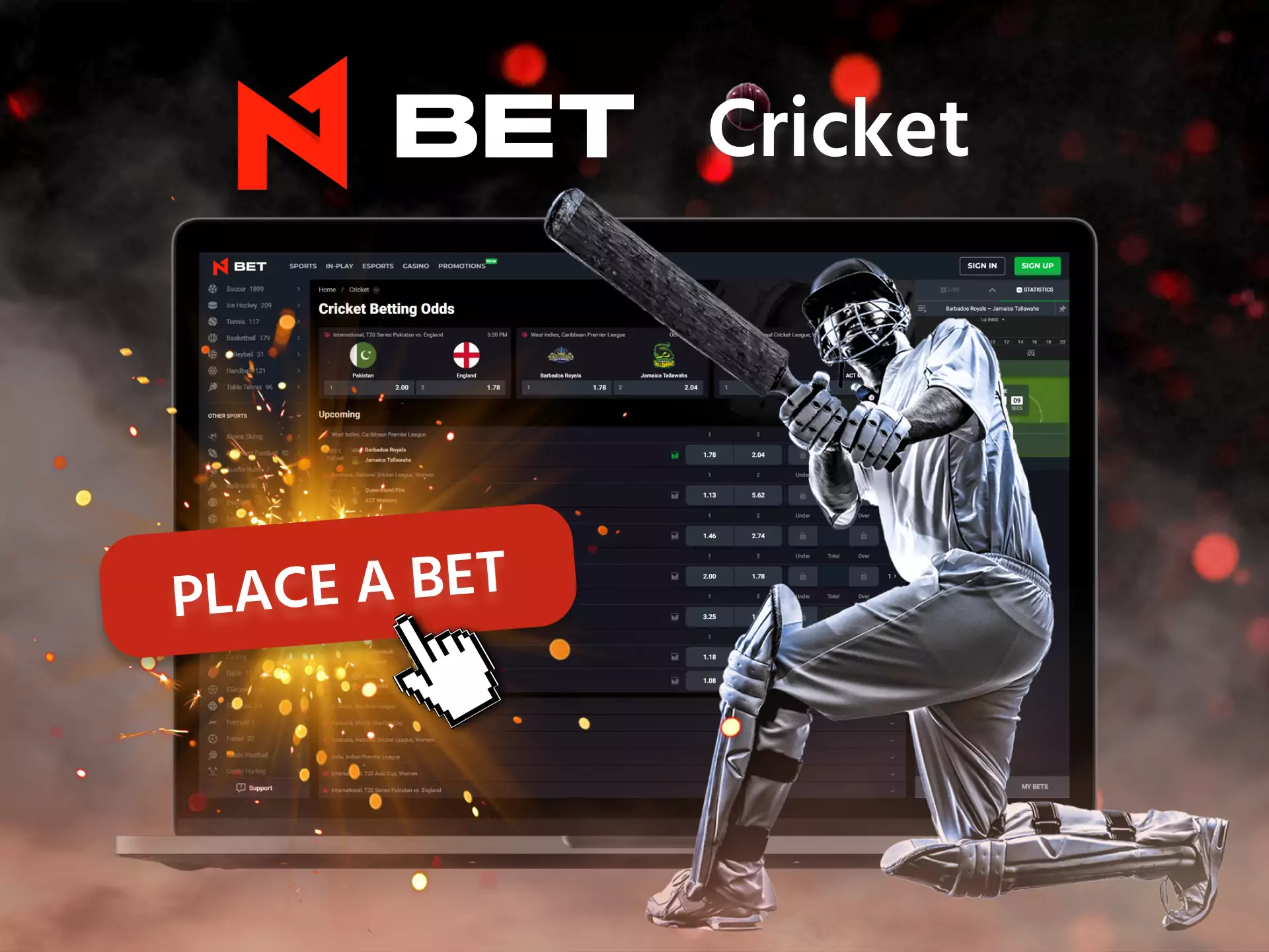 Place bets on cricket in N1Bet.