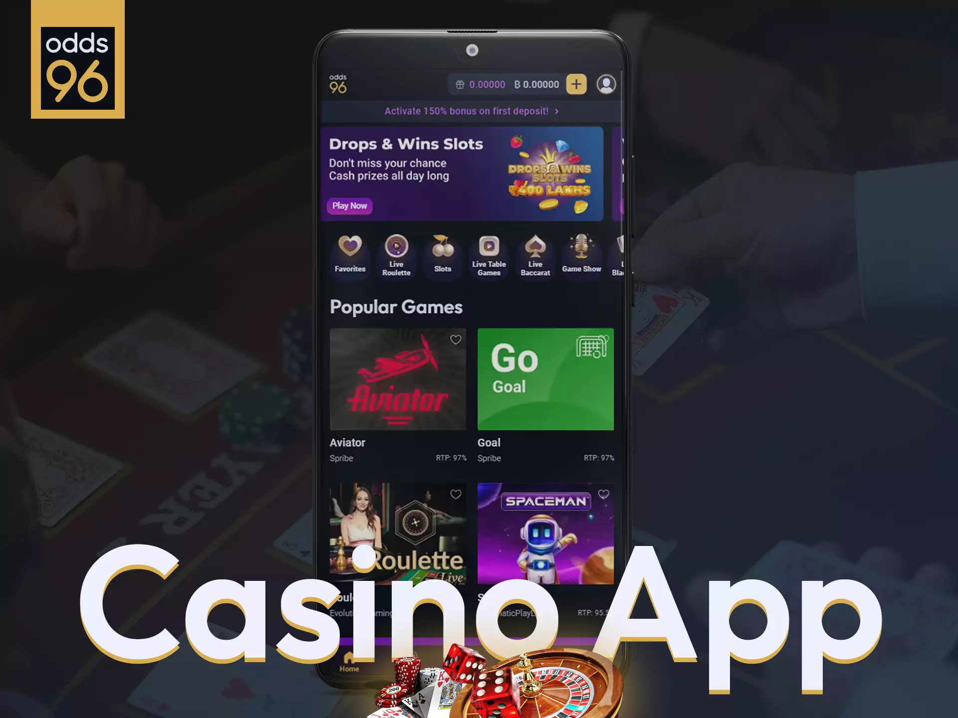 Try the casino app in Odds96, play with pleasure.