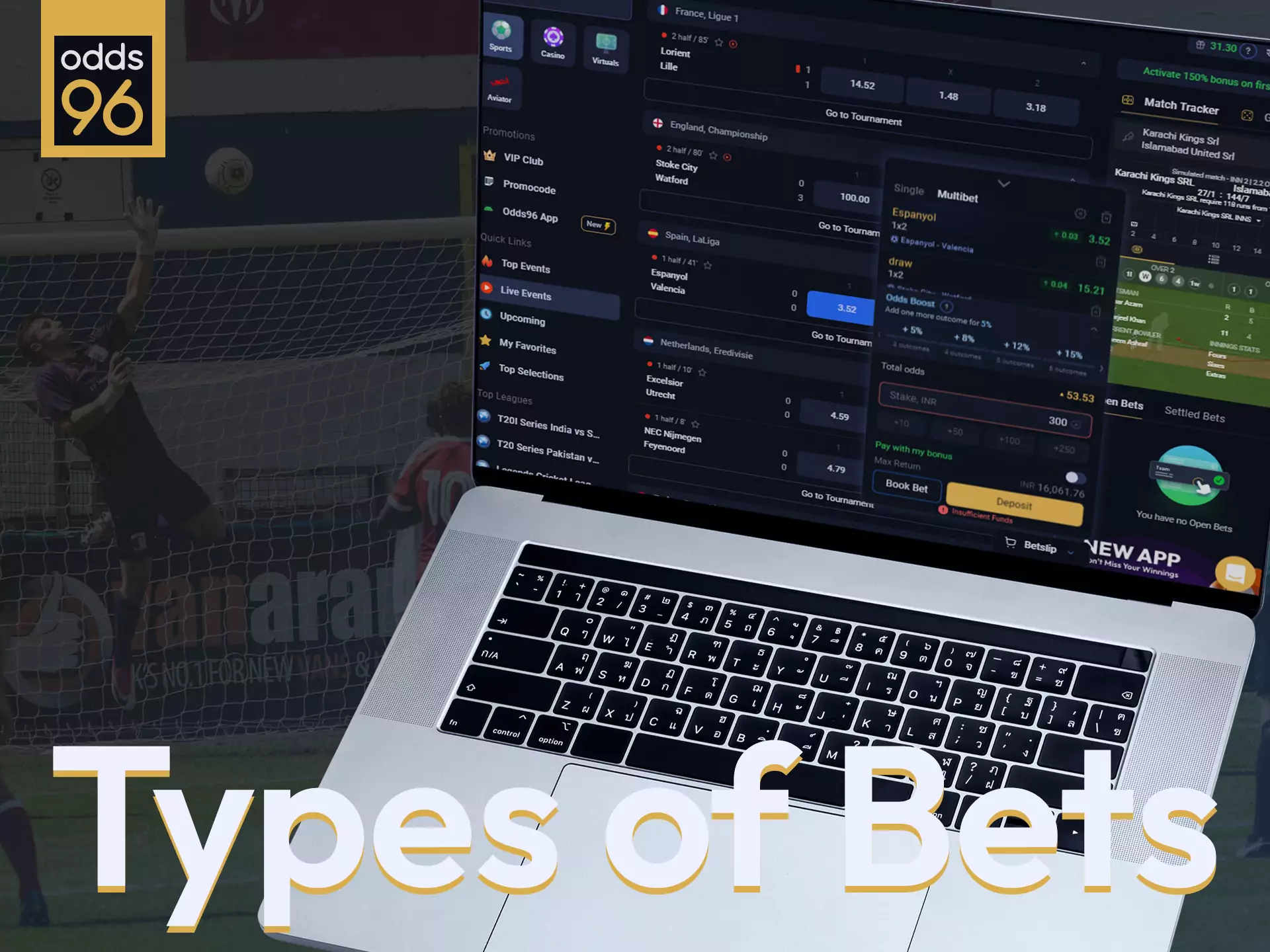 Try different types of bets in Odds96.