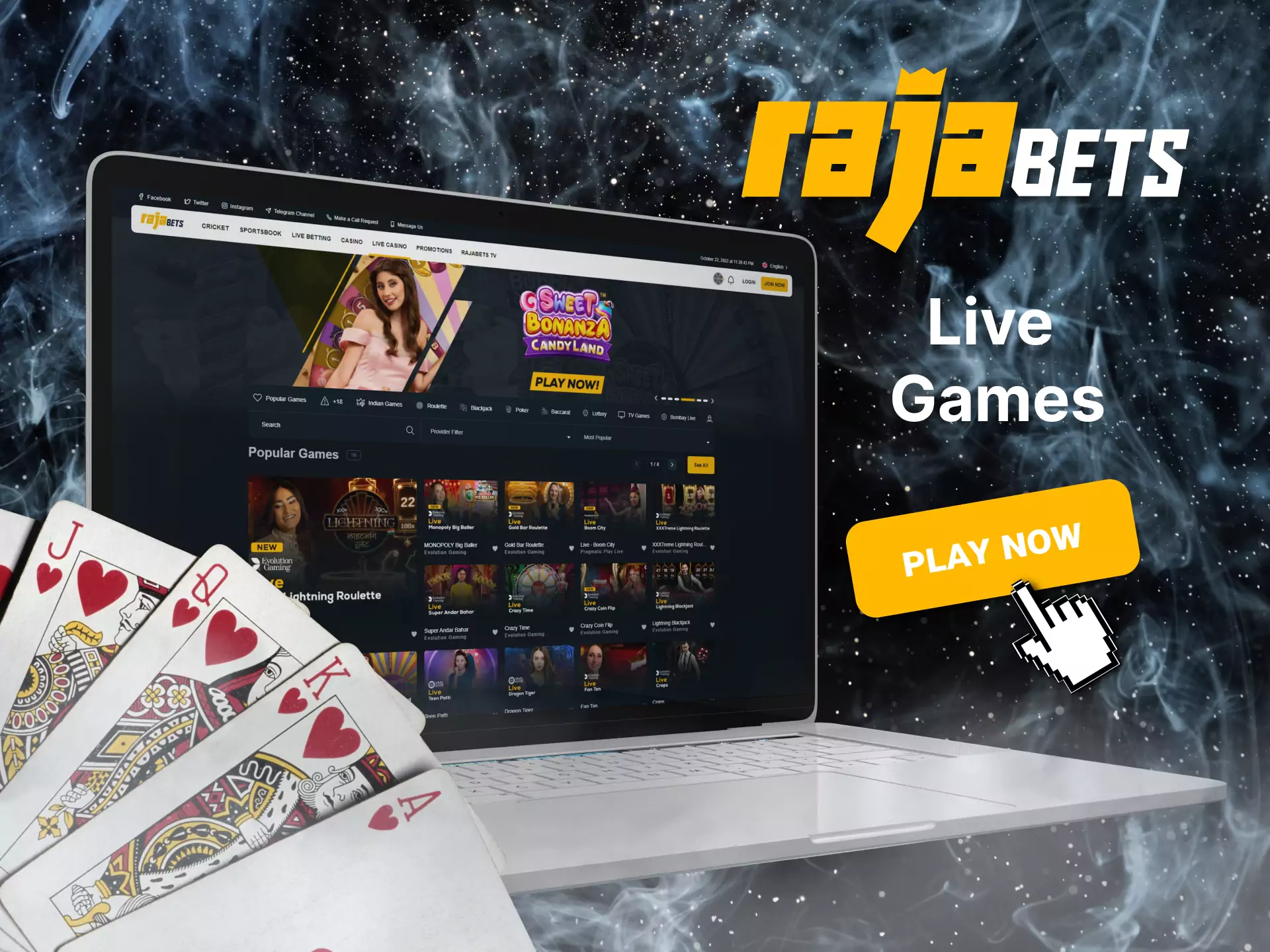 Try different live games in Rajabets.
