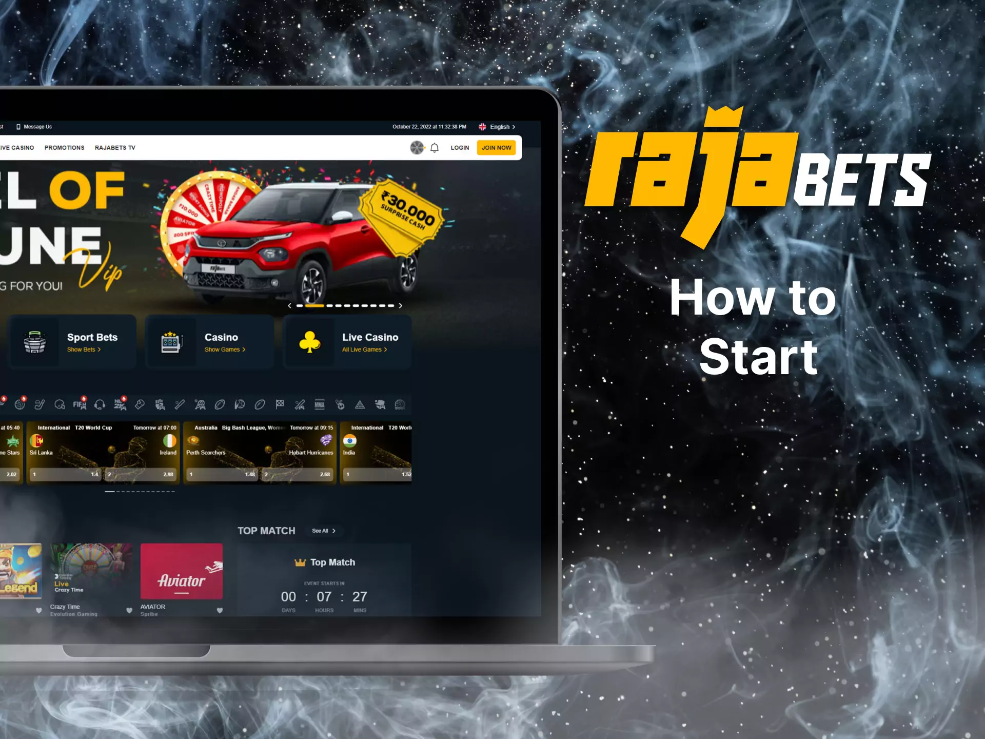 With this instruction, start playing and winning with Rajabets.