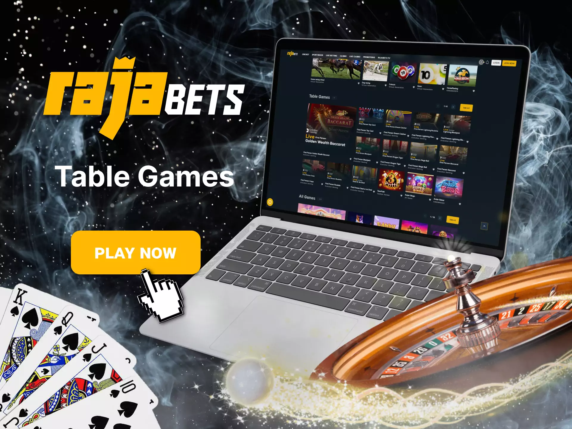 Try different table games in Rajabets.