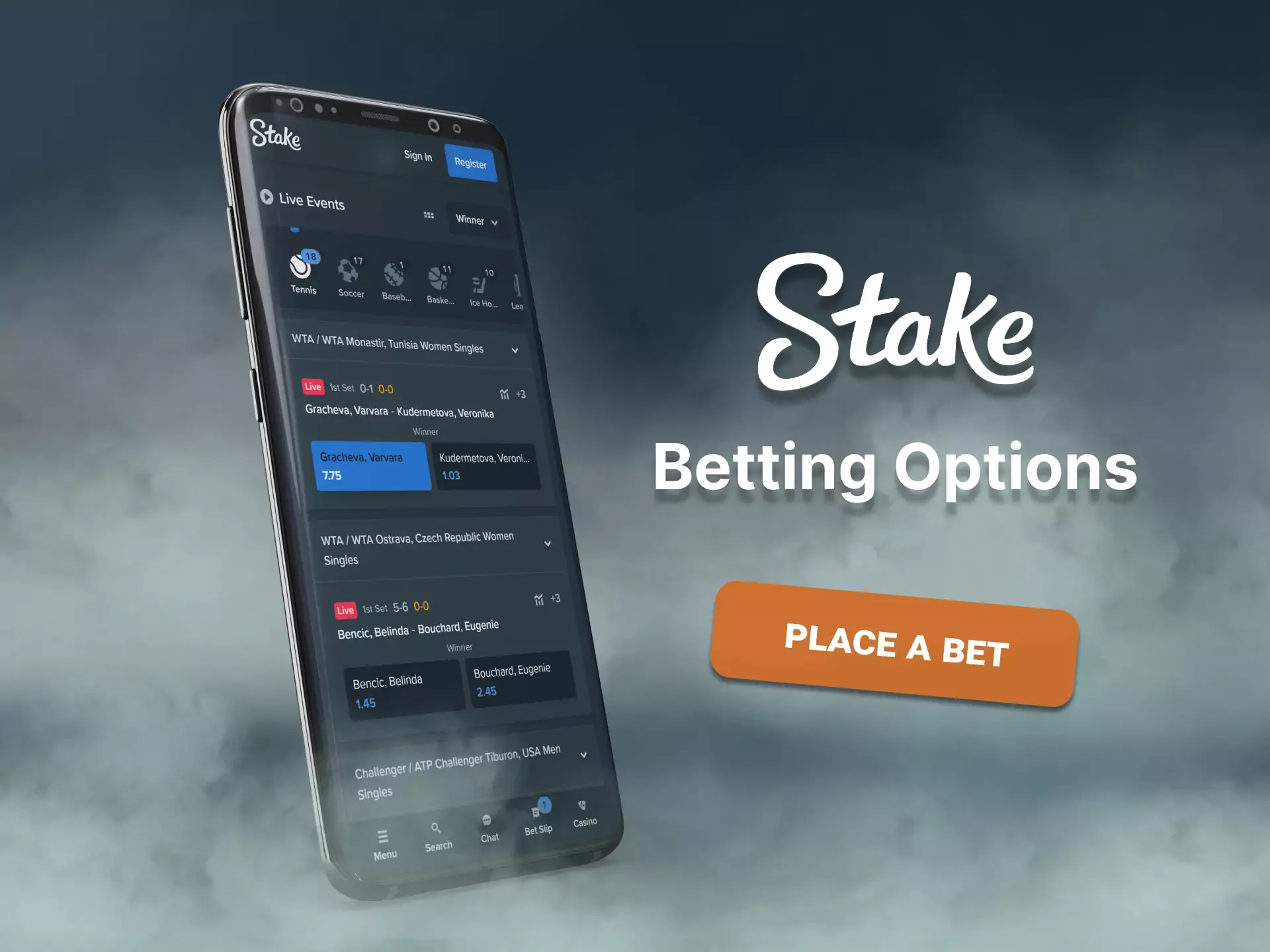 In Stake.com there are many convenient betting options for players.