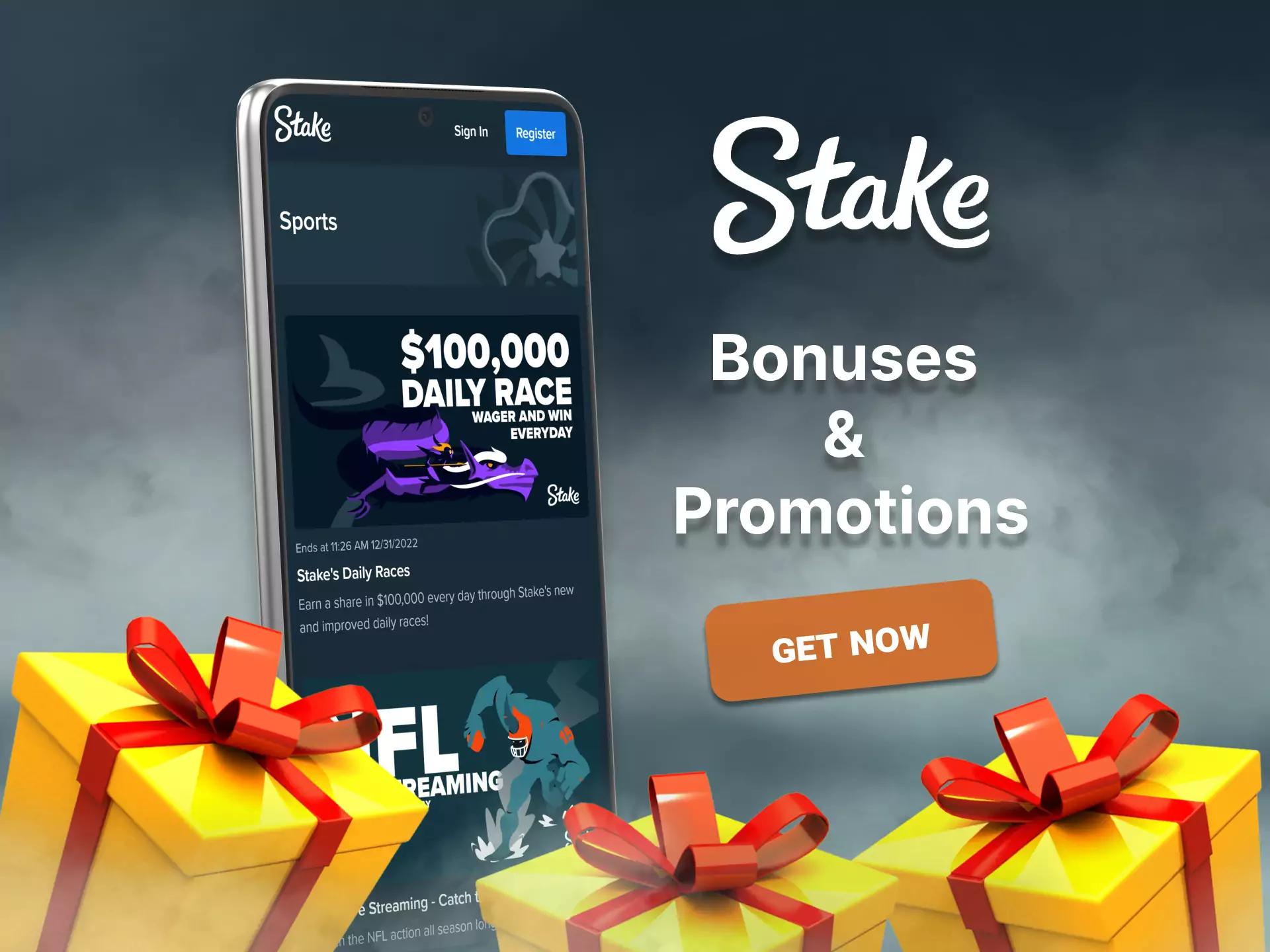 Try all the profitable bonuses for players Stake.com.