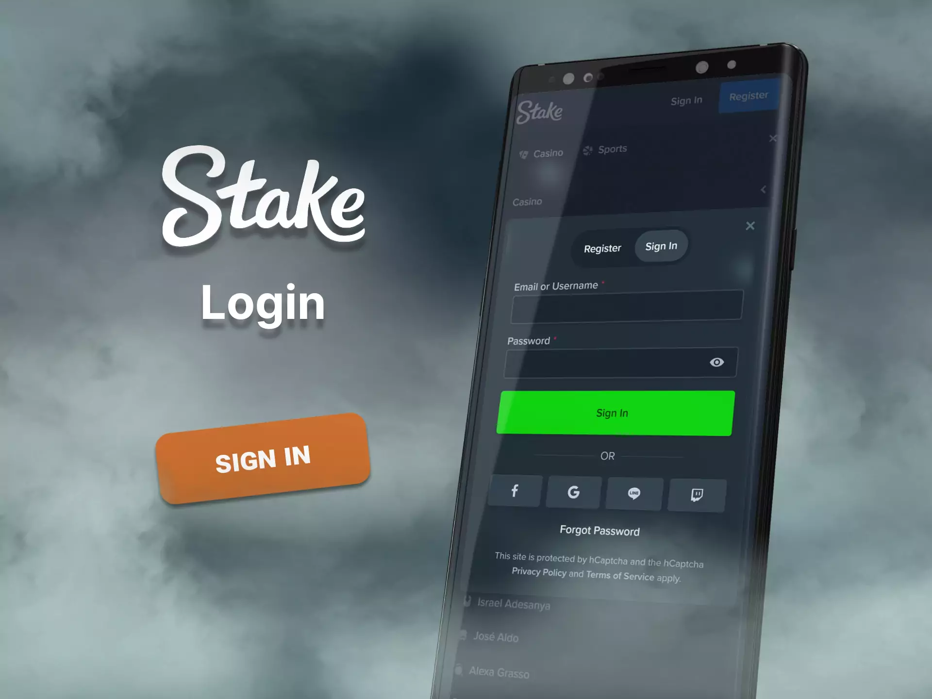 Log in to your account Stake.com, it's simple and easy.