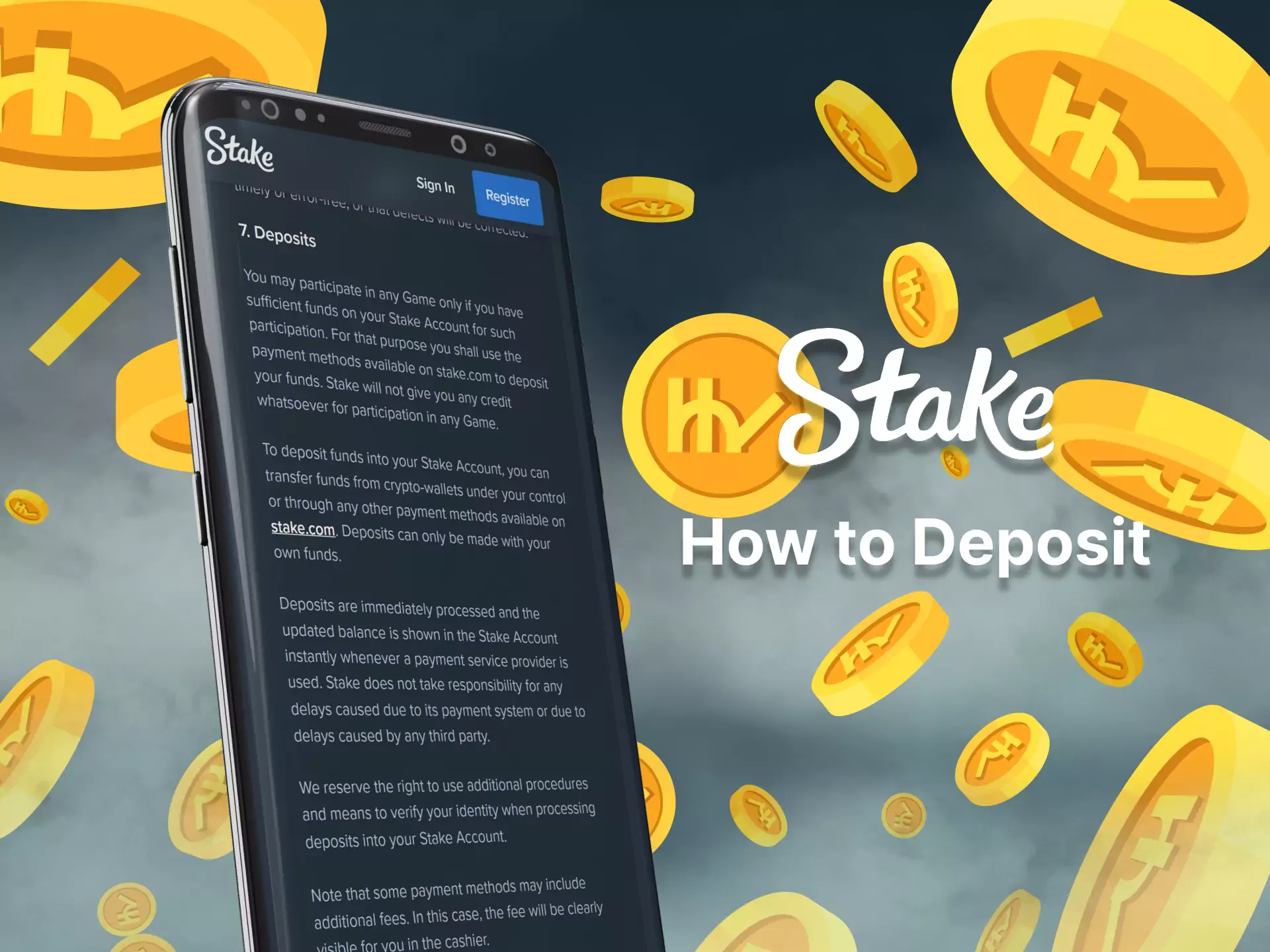 Use this instruction to top up your deposit Stake.com.