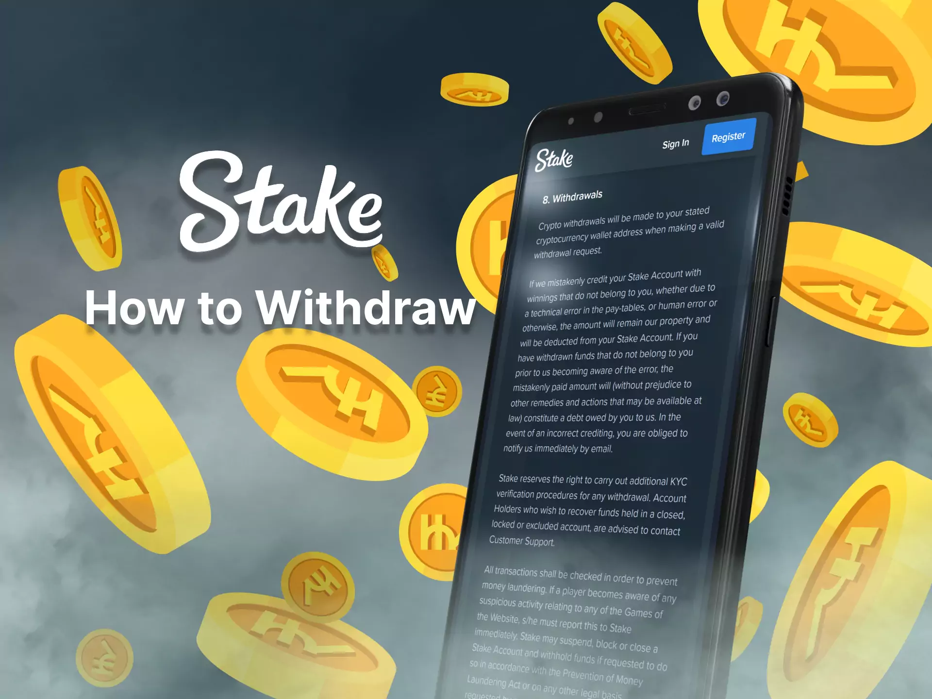Use this instruction to withdraw money from Stake.com.