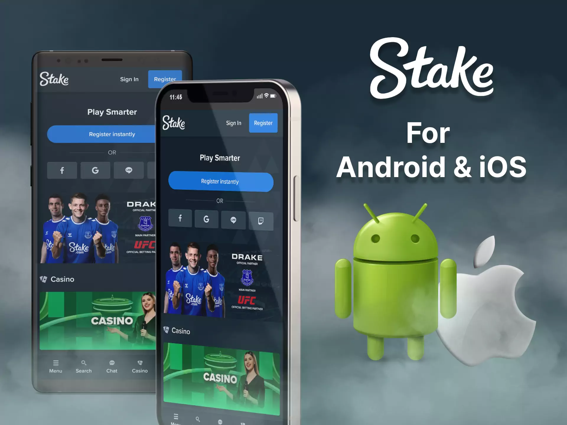 Since the Stake bookmaker doesn't have a mobile app yet, you can use the browser version on your device.
