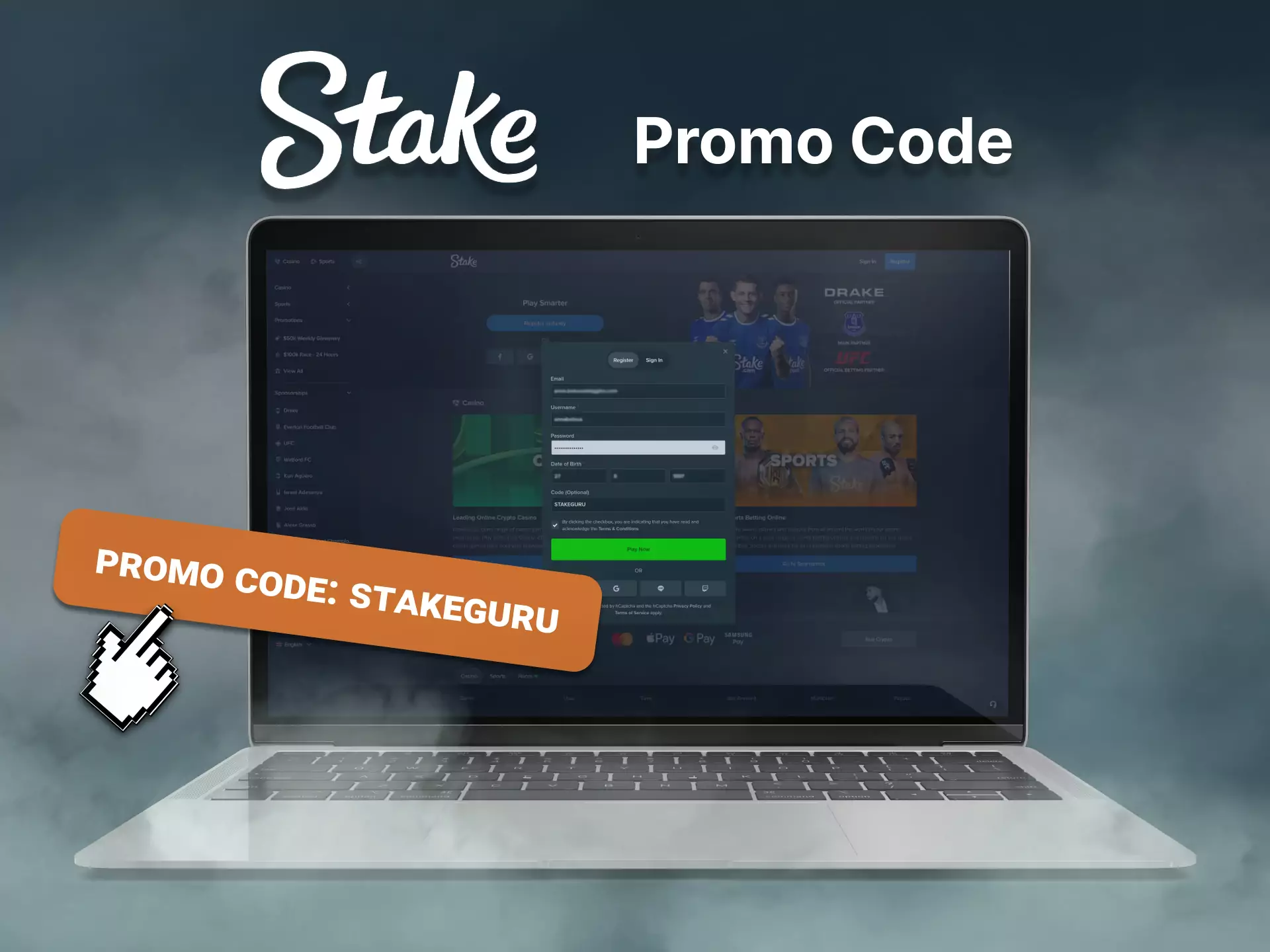 Use our promo code to get an additional bonus for betting on the Stake website.