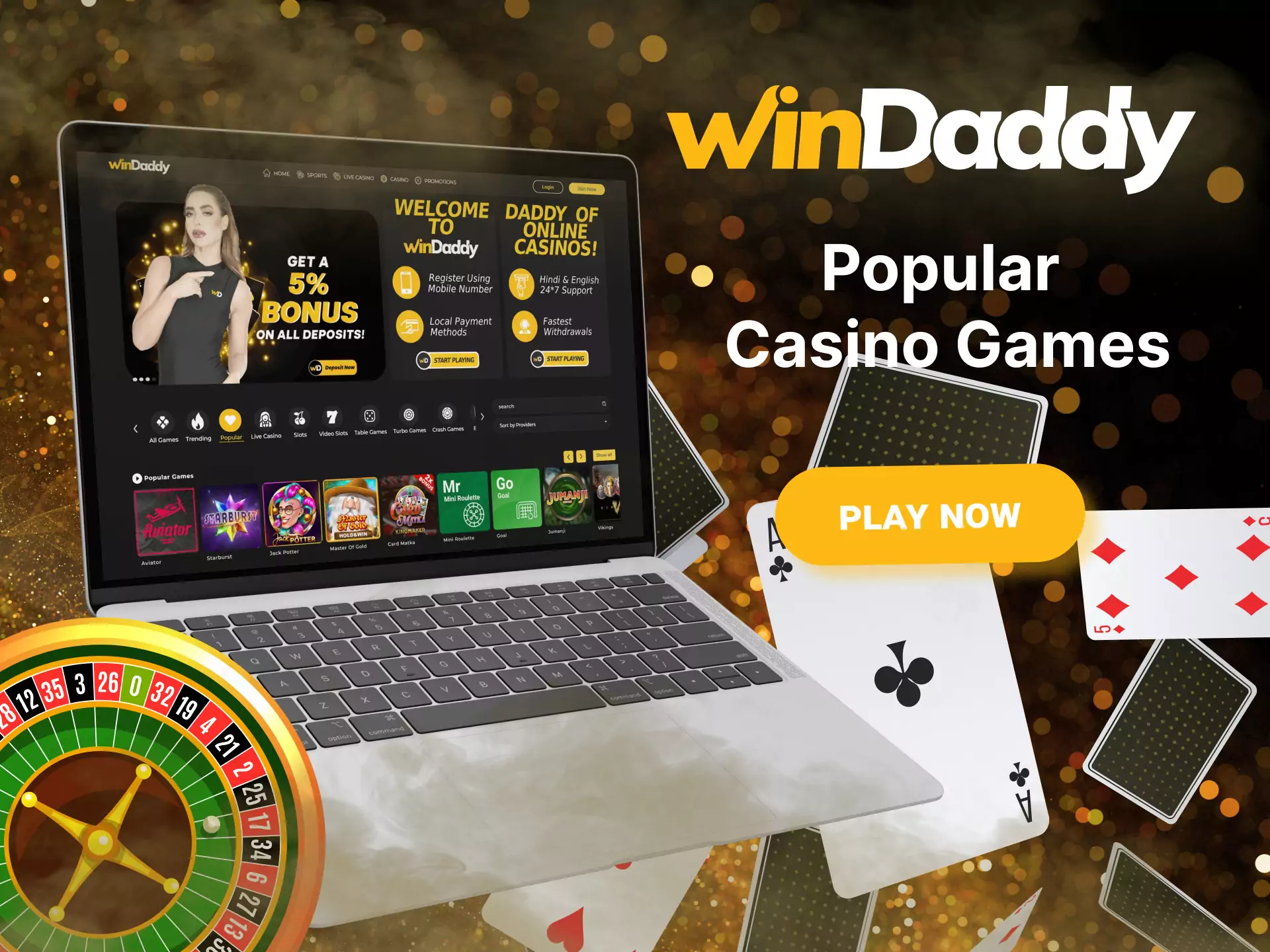 Try playing the popular Windaddy casino games.