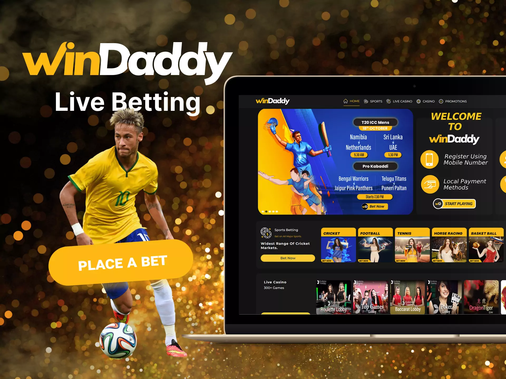 Place bets on popular matches live on Windaddy.