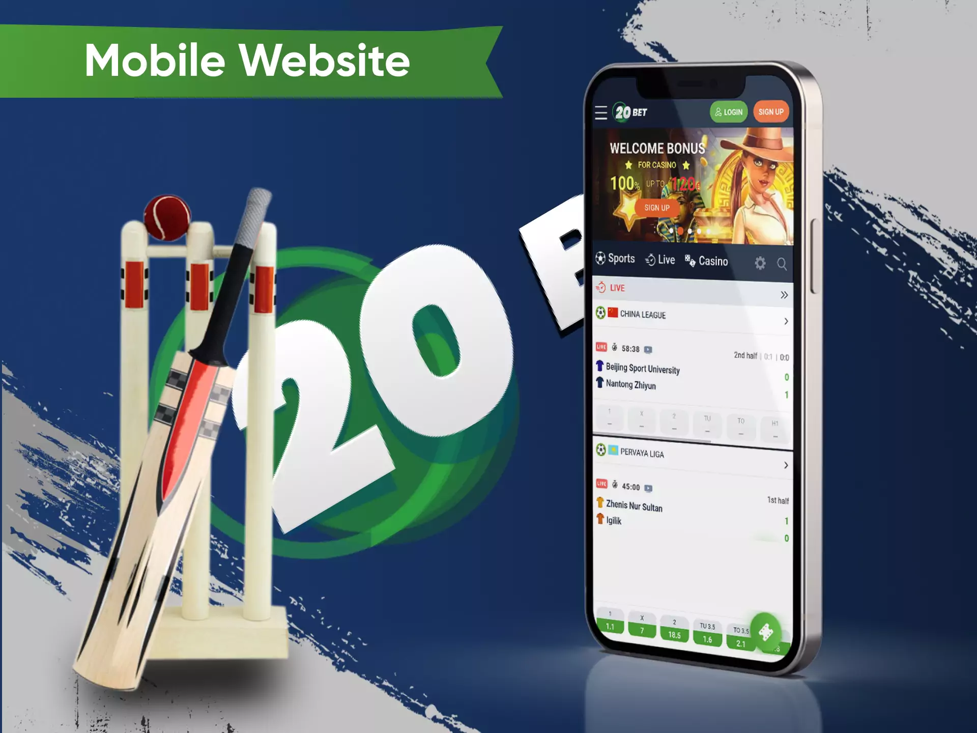 The mobile website of 20bet works great on any device.