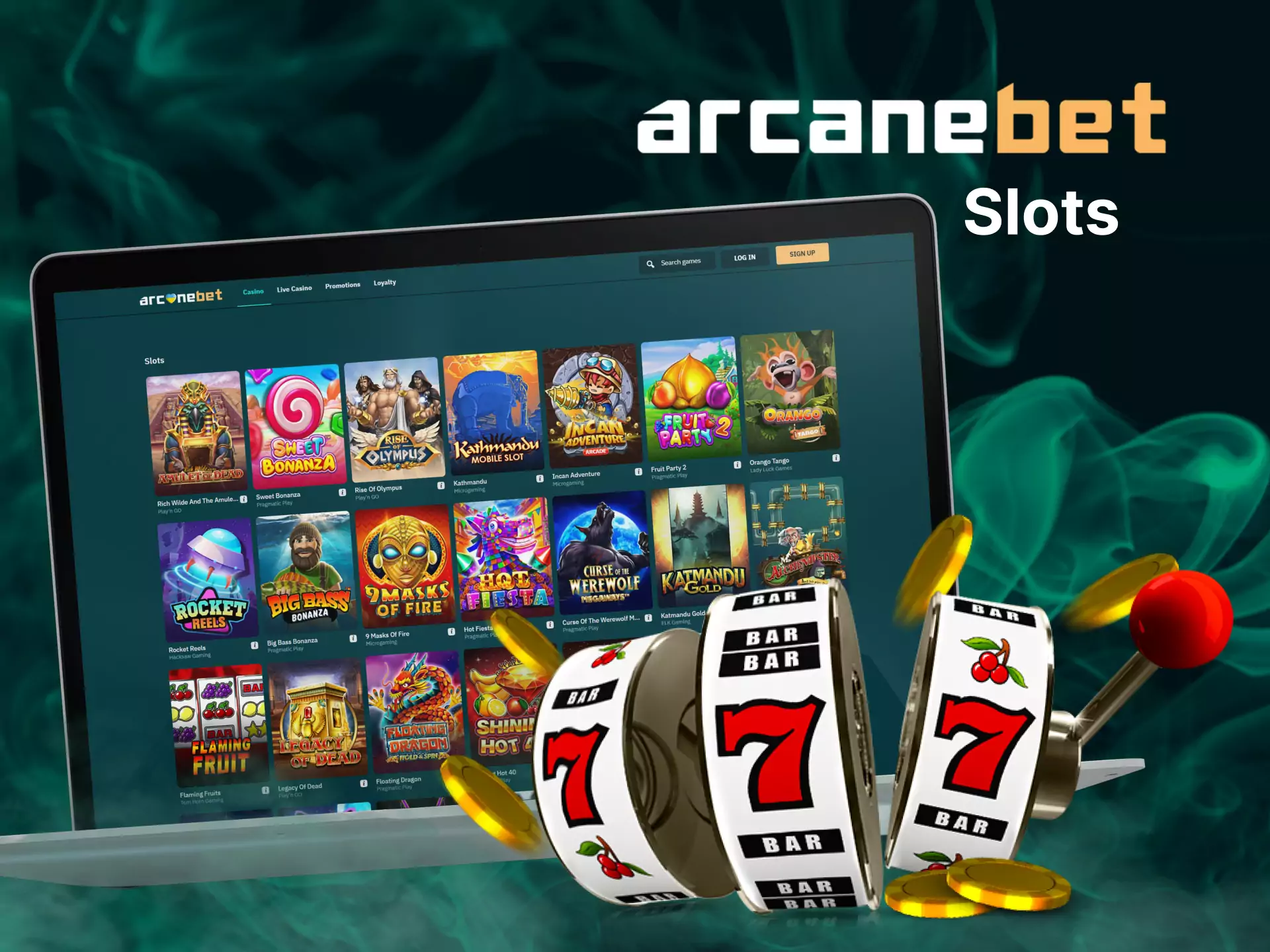 Play slots at the Arcanebet casino.