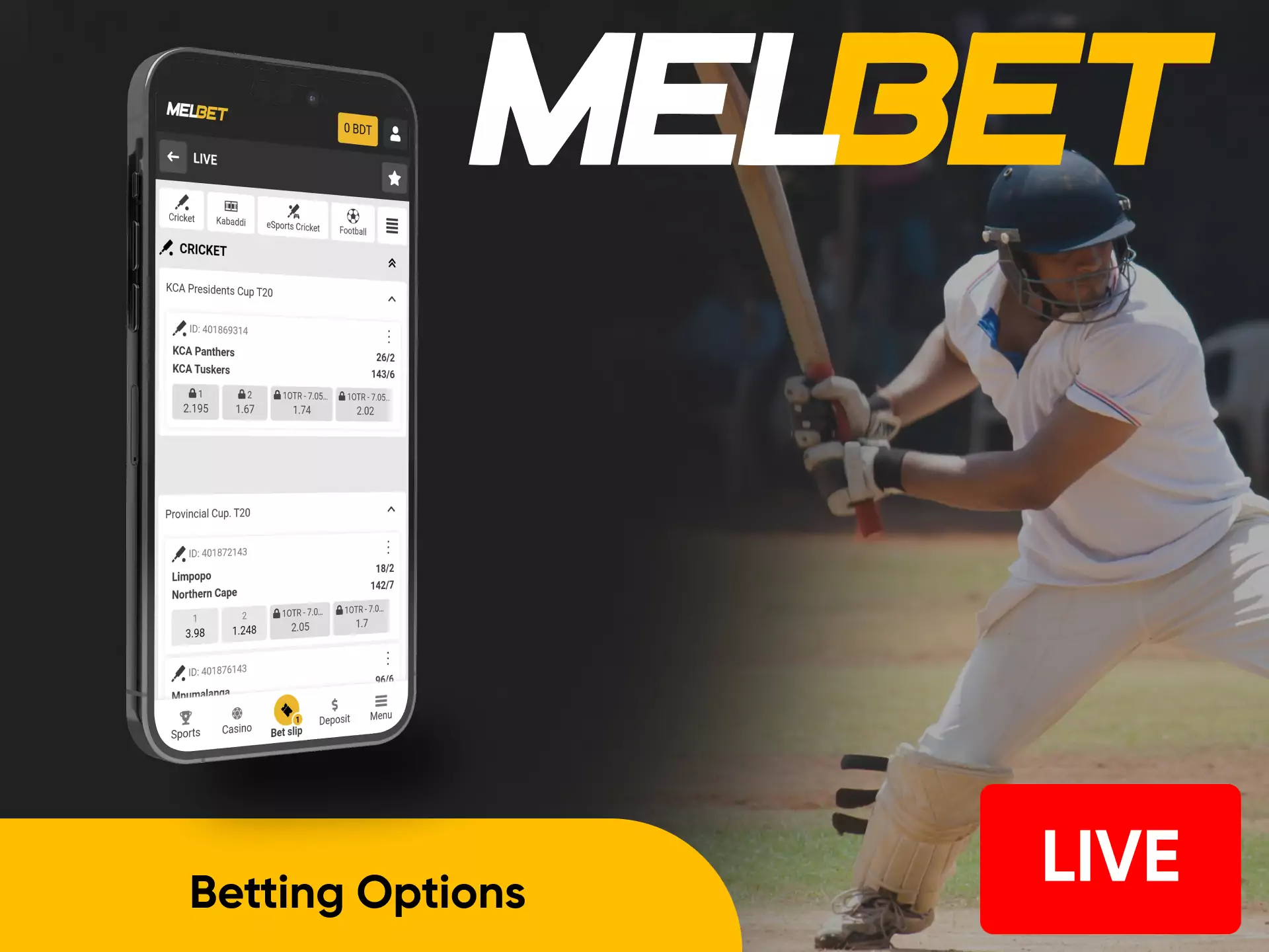 In the Melbet app, you find a lot of betting options.