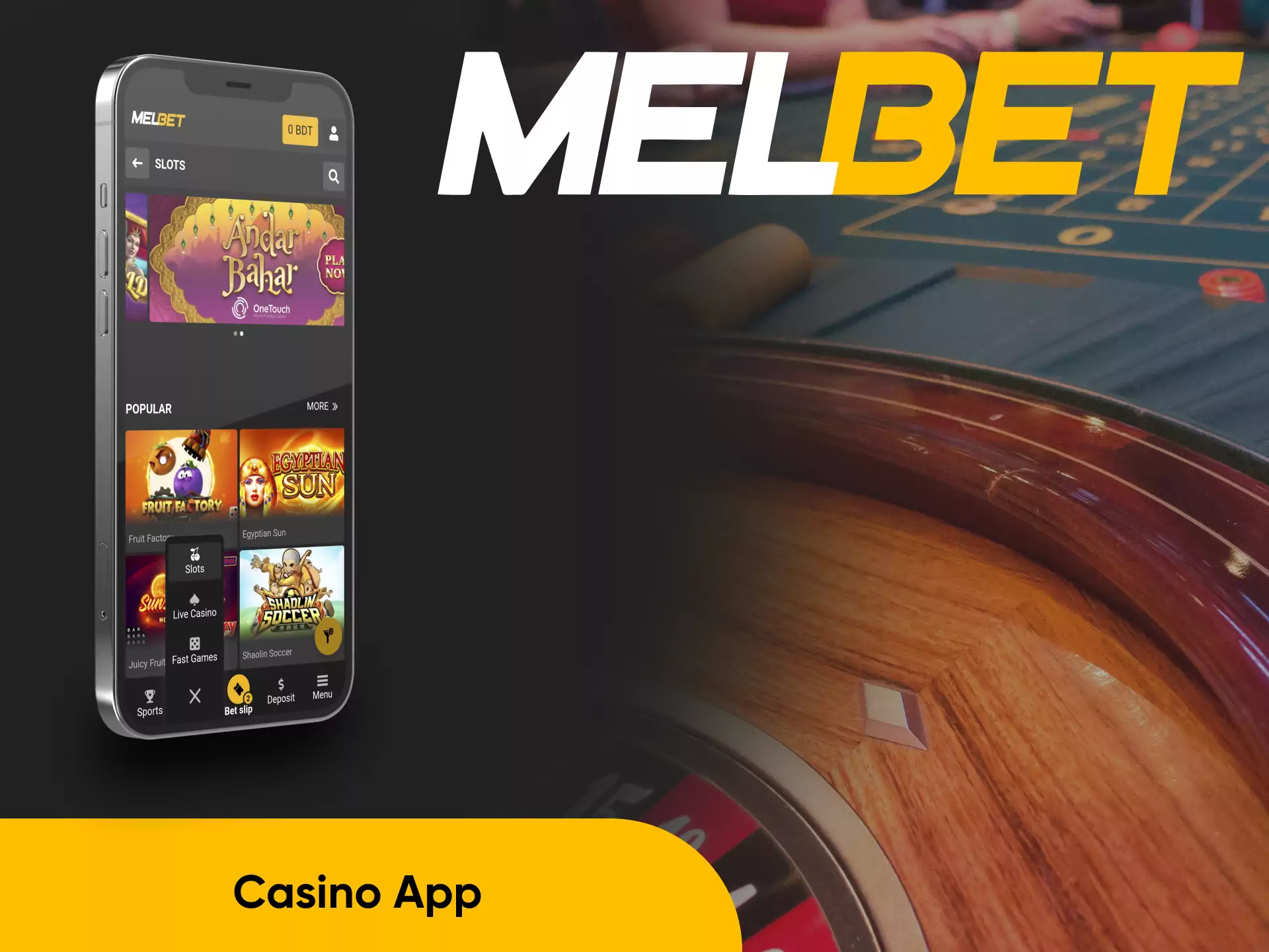 Besides betting, you can play distinguishable casino games available in the Melbet app.