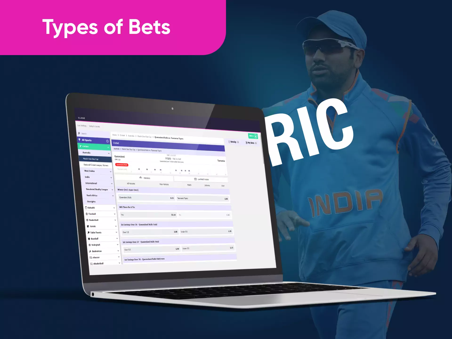 On Becric there are different types of bets.