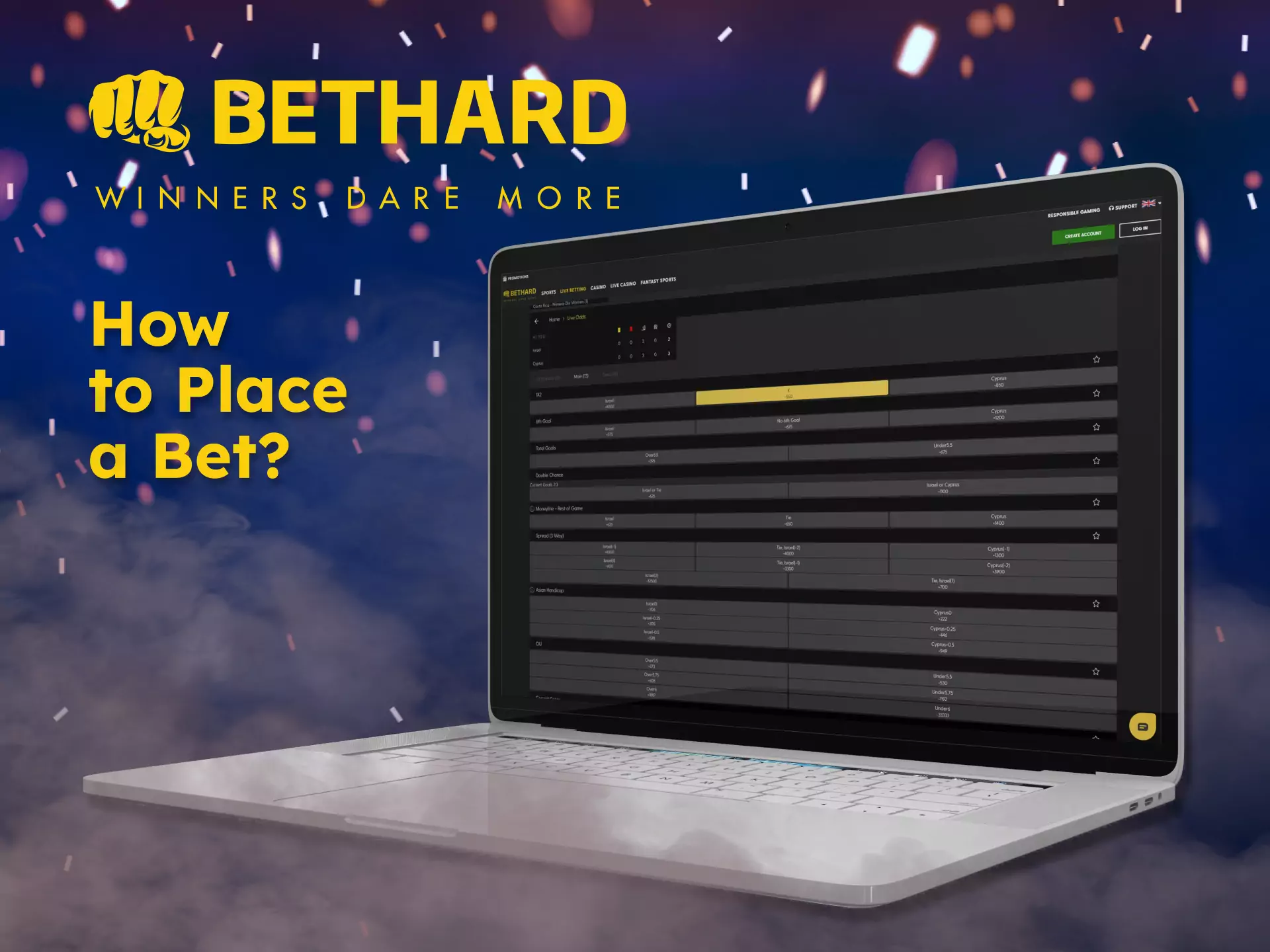 Learn how to place bets at Bethard with this instruction.