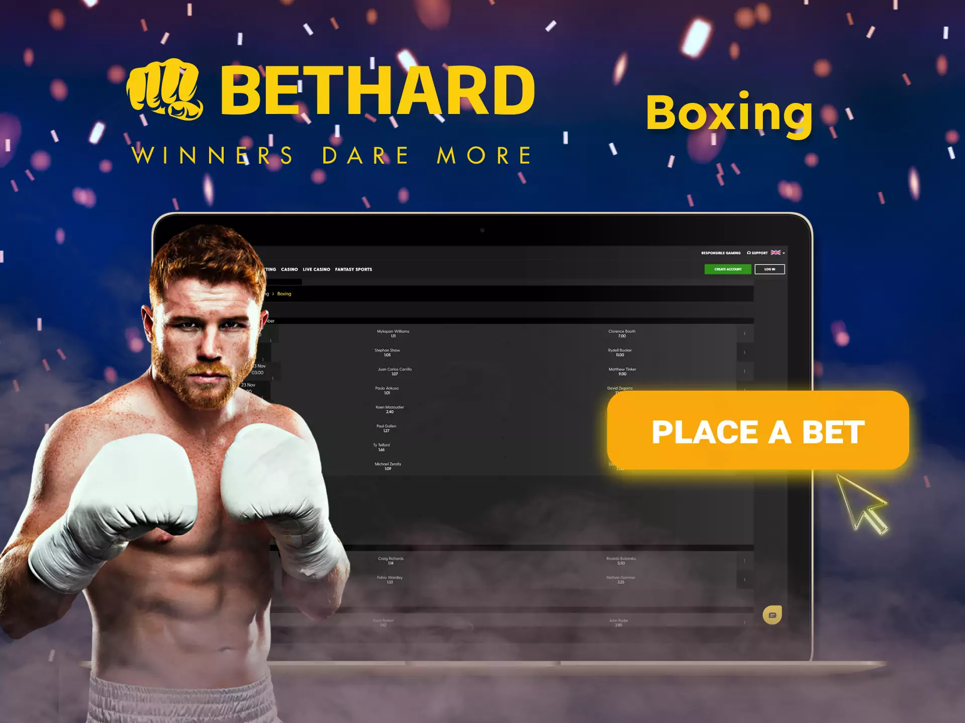 Choose a favorite in the boxing world and place bets with Bethard.
