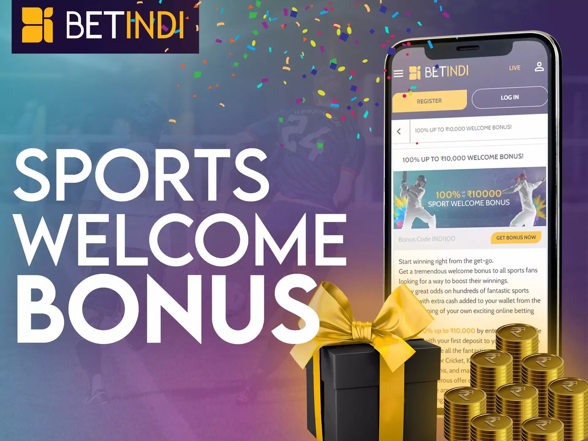 Betindi offers a welcome bonus for sports betting after registration.