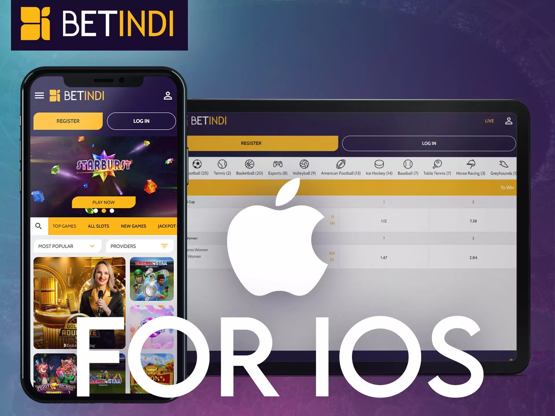The Betindi application can be installed on different devices with iOS.