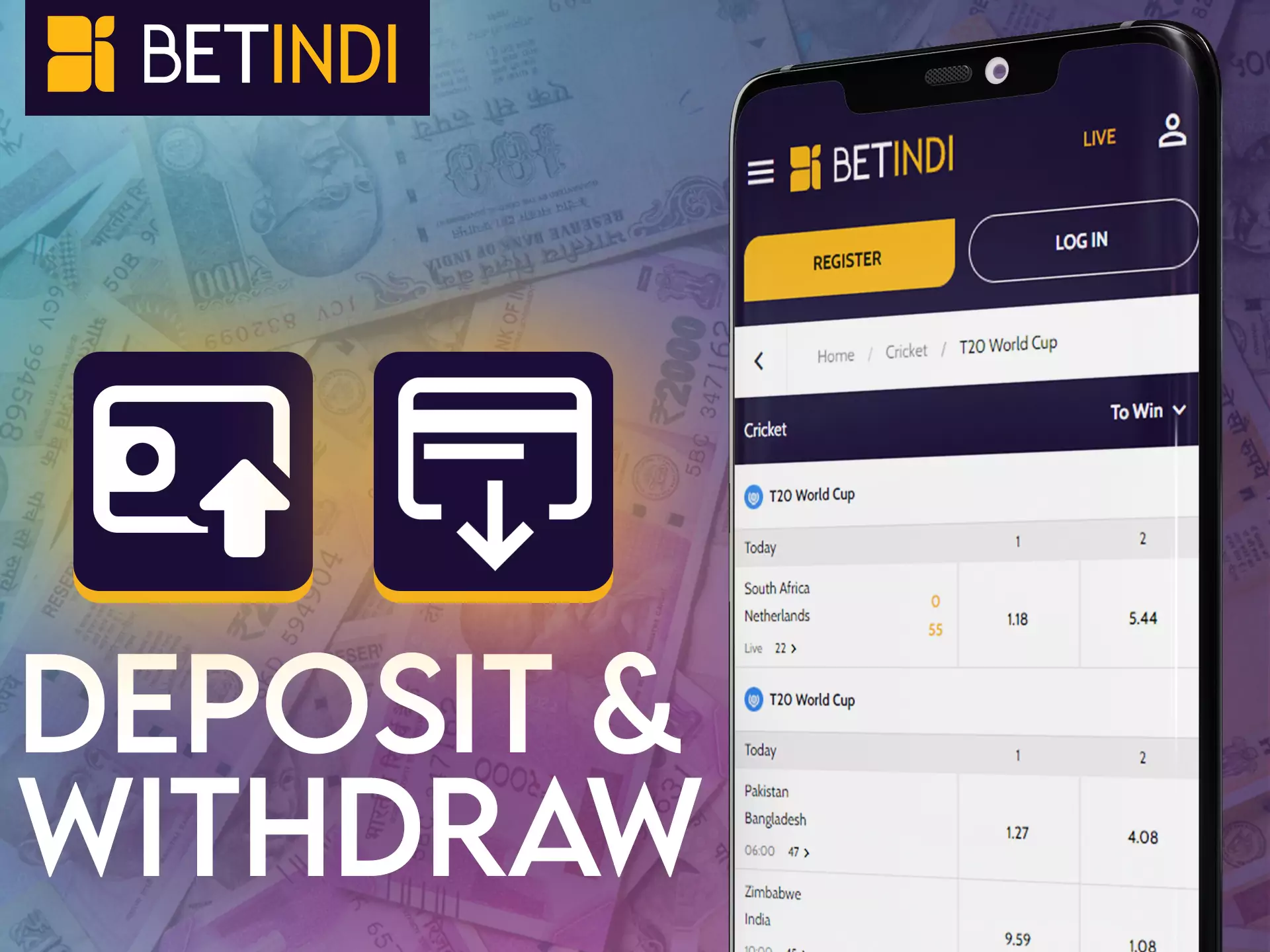 With this instruction, learn how to easily deposit and withdraw money of your Betindi account.