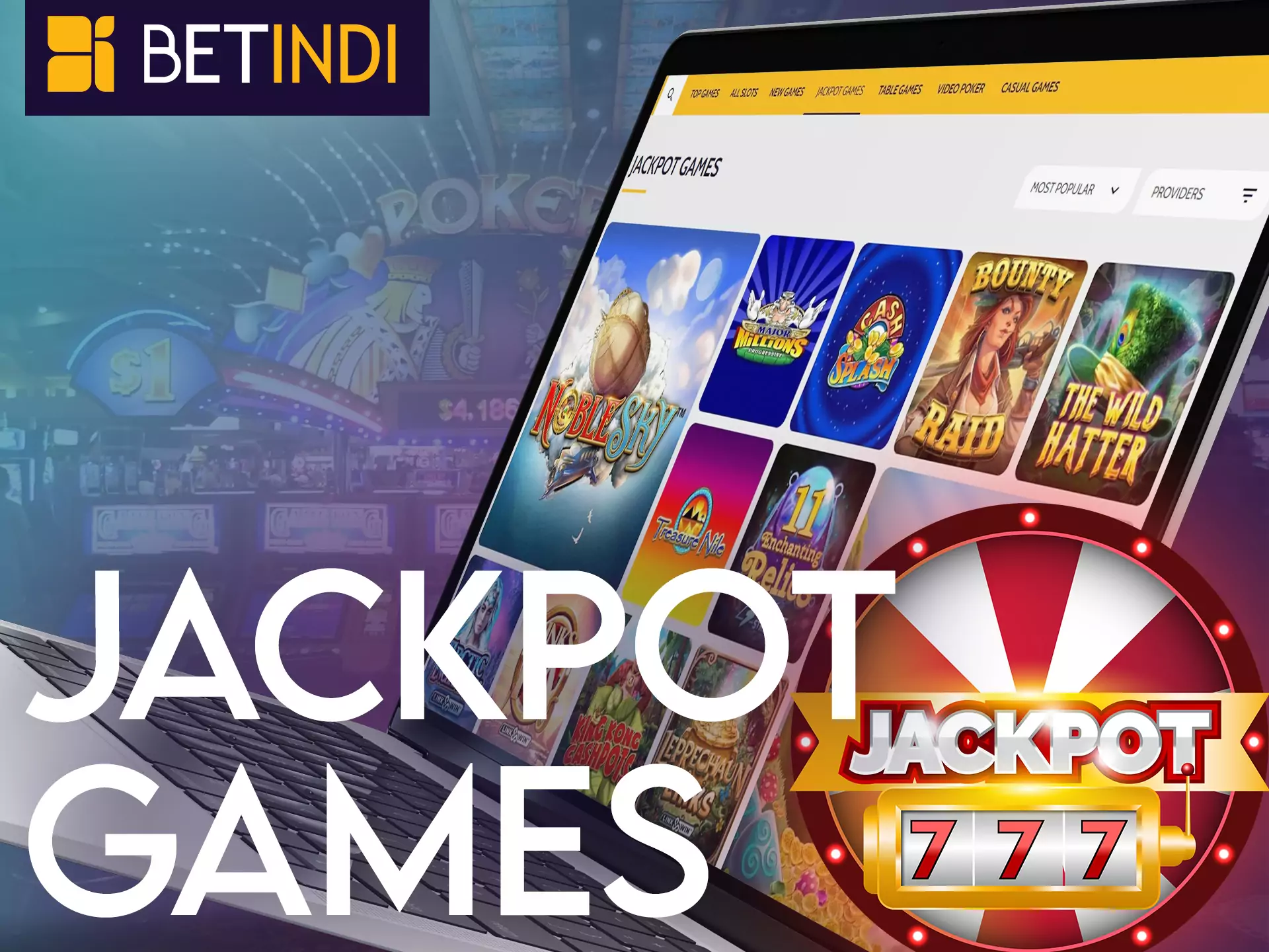 Try your luck at the jackpot casino games from Betindi.